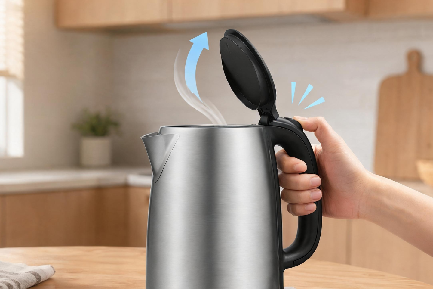 Easy water filling with one-press lid