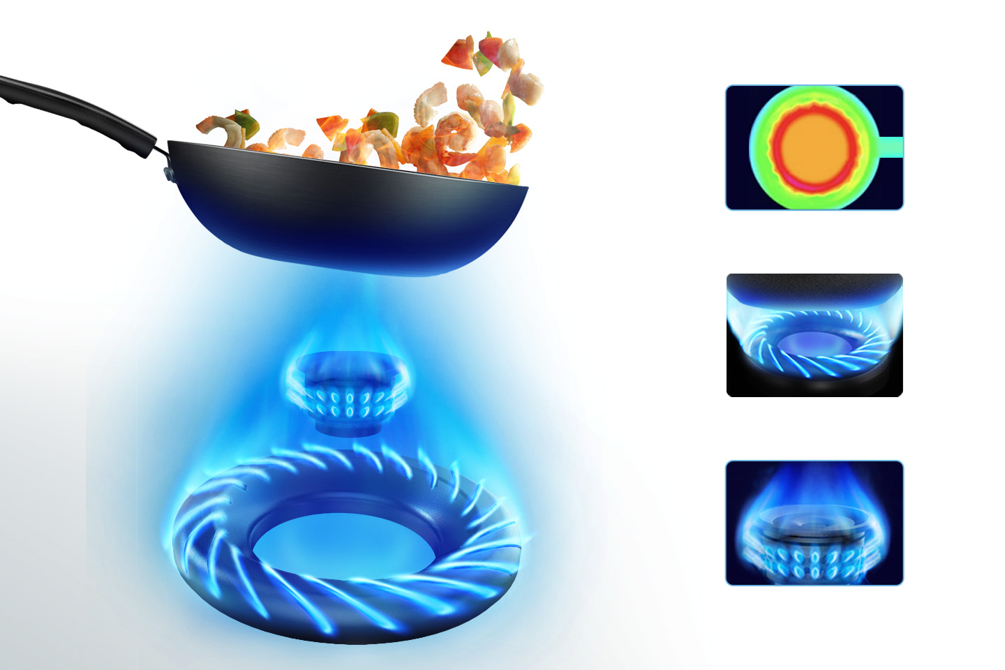 Dual Flame Enables Even & Quick Cooking