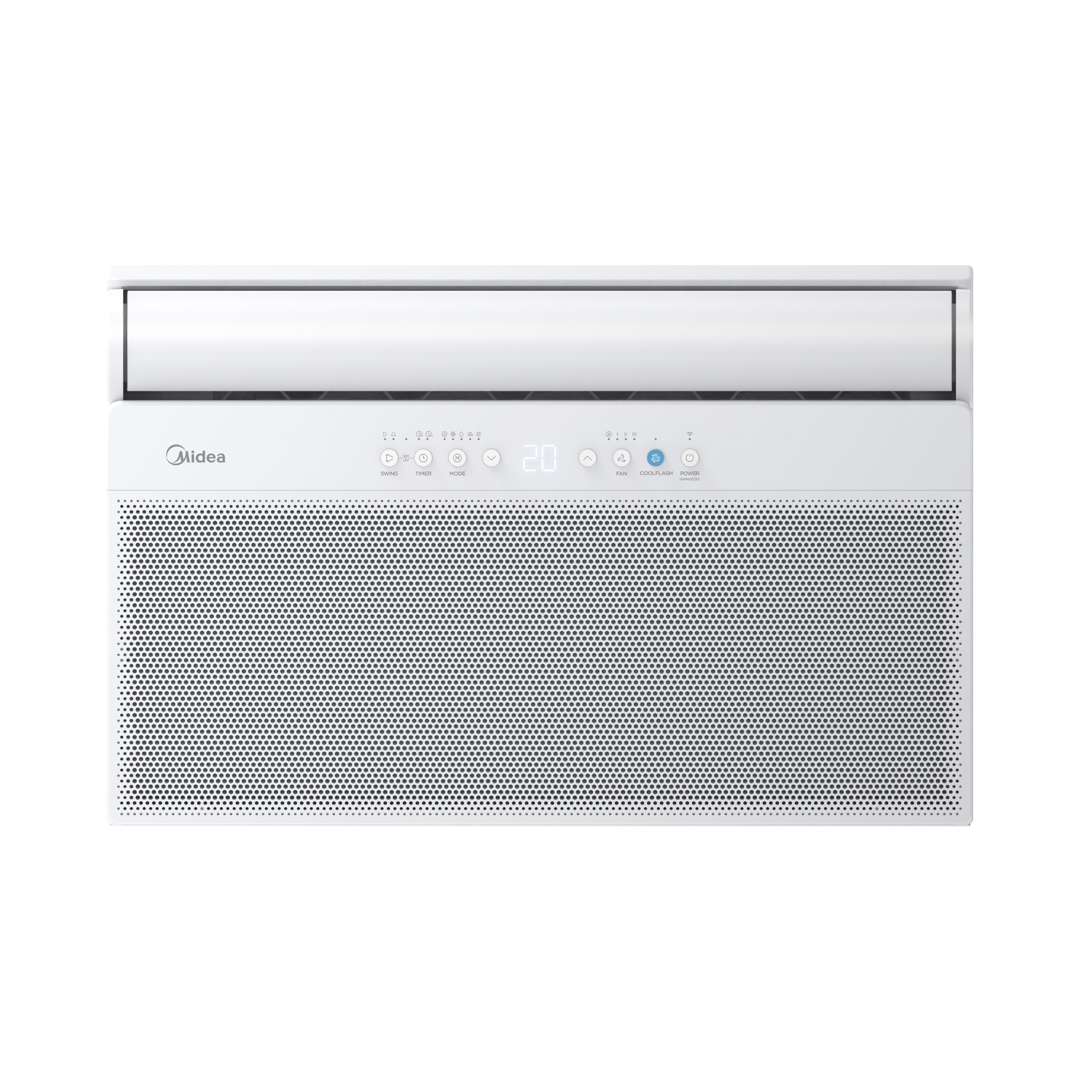 Midea 2.5HP Window/Split Series Inverter Air Conditioner, front view, showcasing its modern design for powerful, high-capacity cooling.