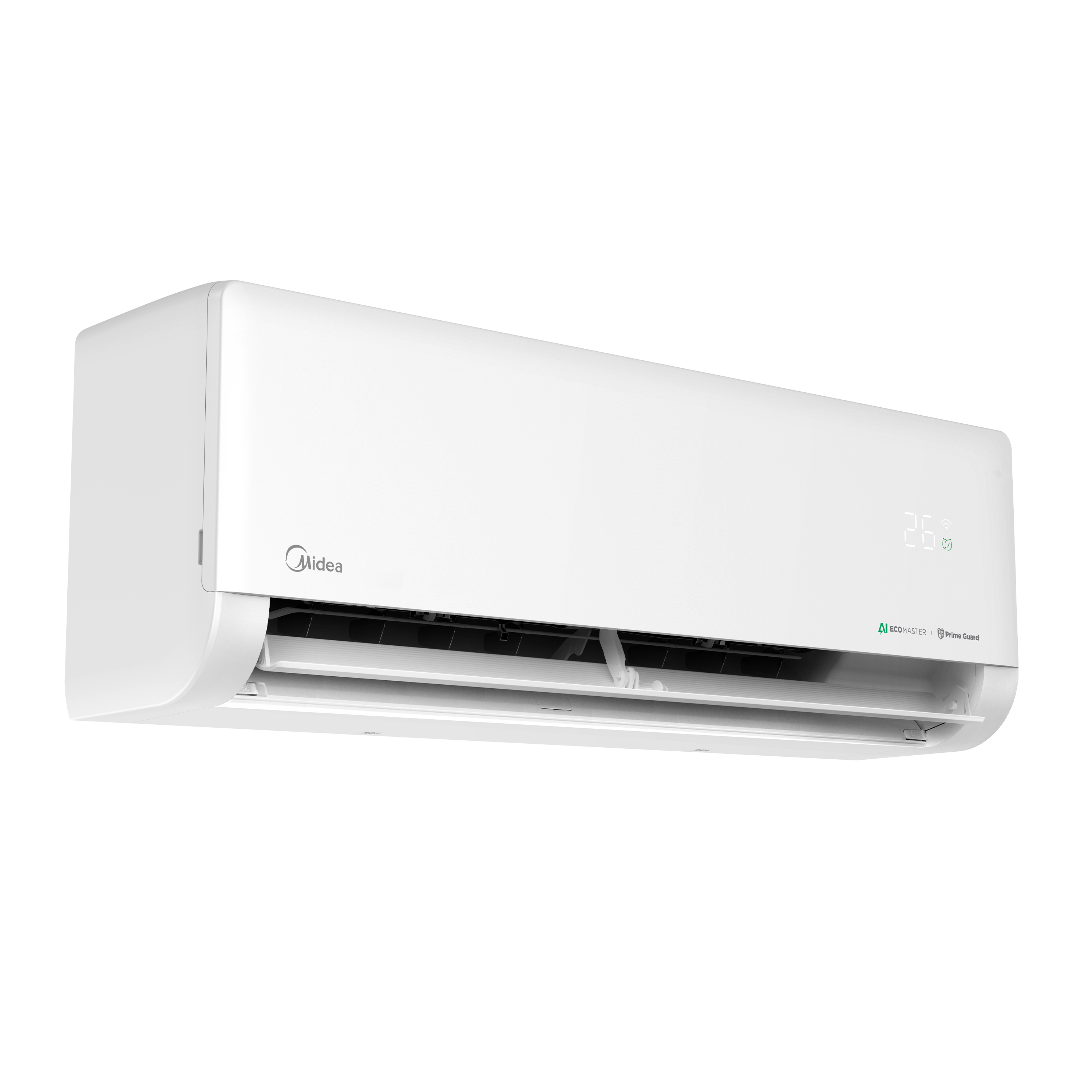 Top-down view of the Midea Avigator 1.5HP inverter split-type air conditioner, vents closed, showcasing its clean design from above.