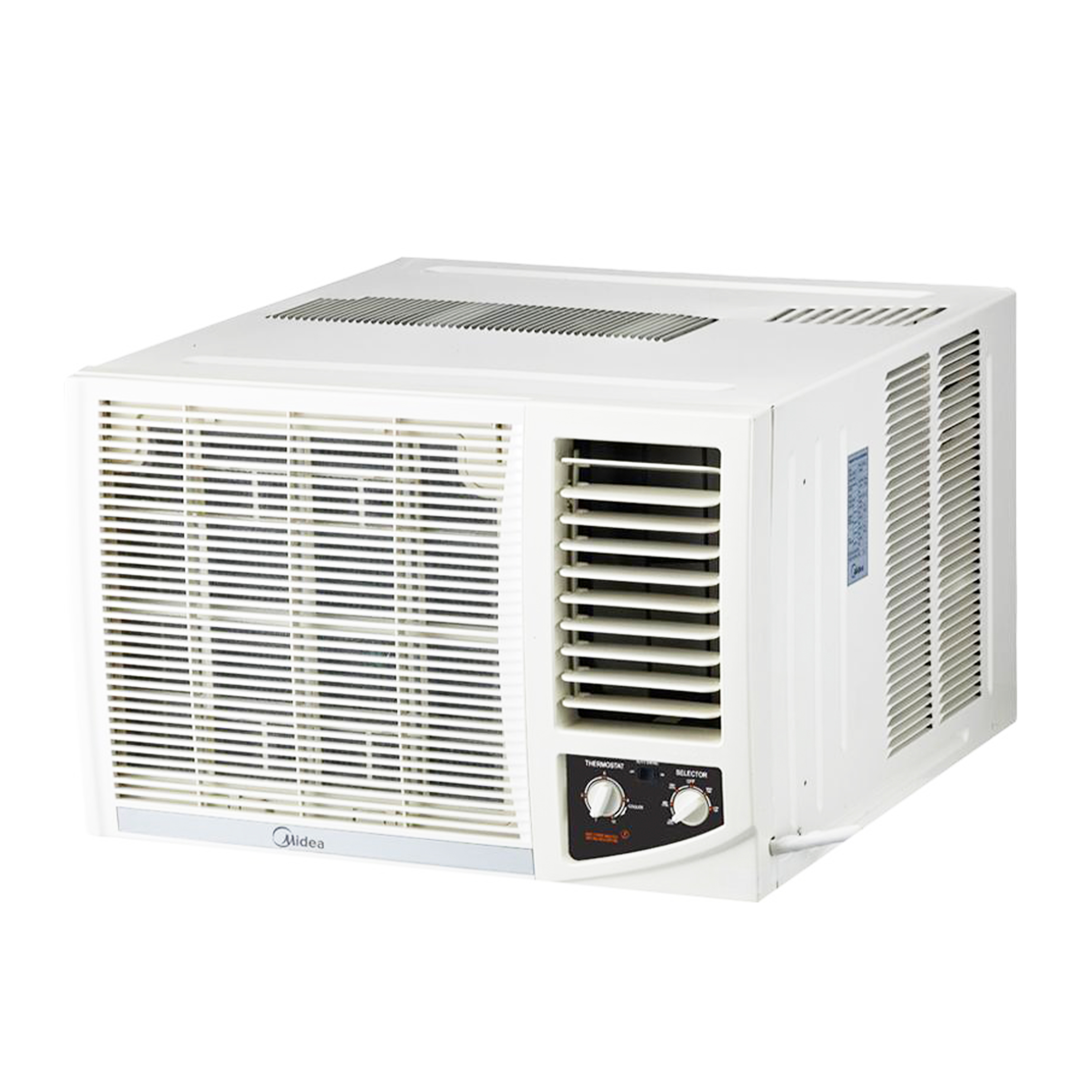 High-angle view of the manual Midea 2.0HP aircon, showcasing its robust build and high cooling capacity from above.