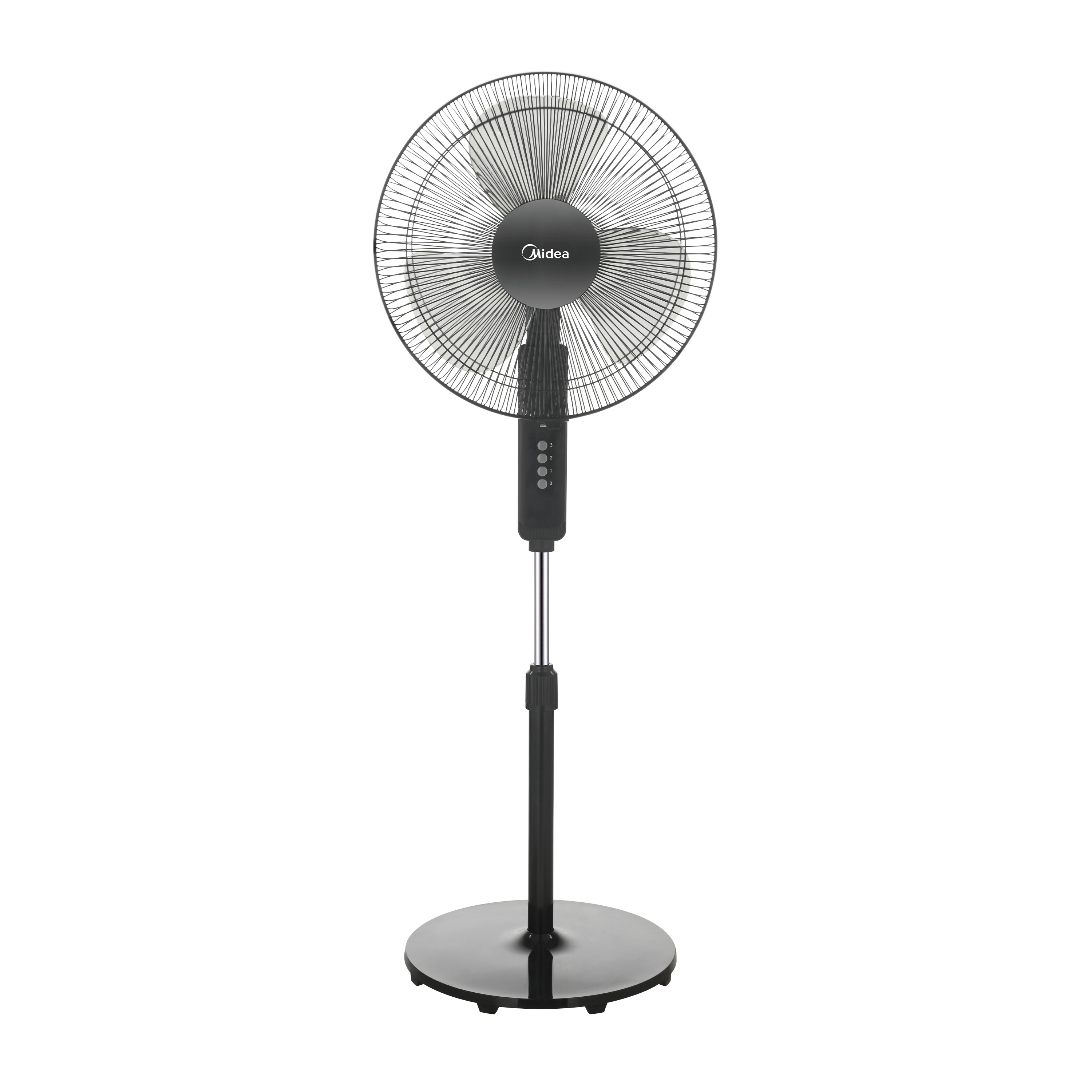 Midea 16" 2-in-1 Convertible Stand Fan, front view in its compact desk fan configuration.