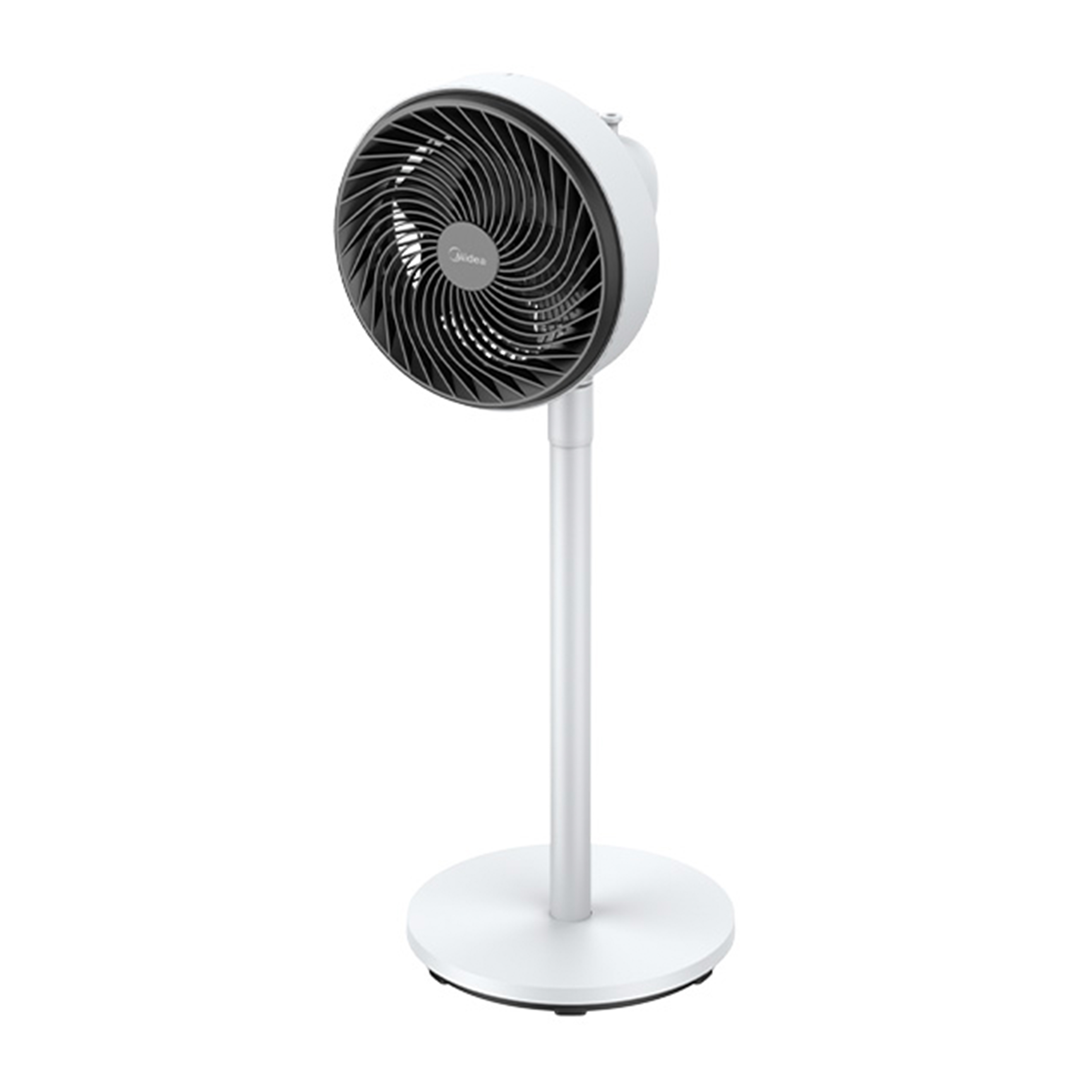 Back view of the Midea 7" Mechanical Air Circulator Fan, showcasing the motor housing and rear grille