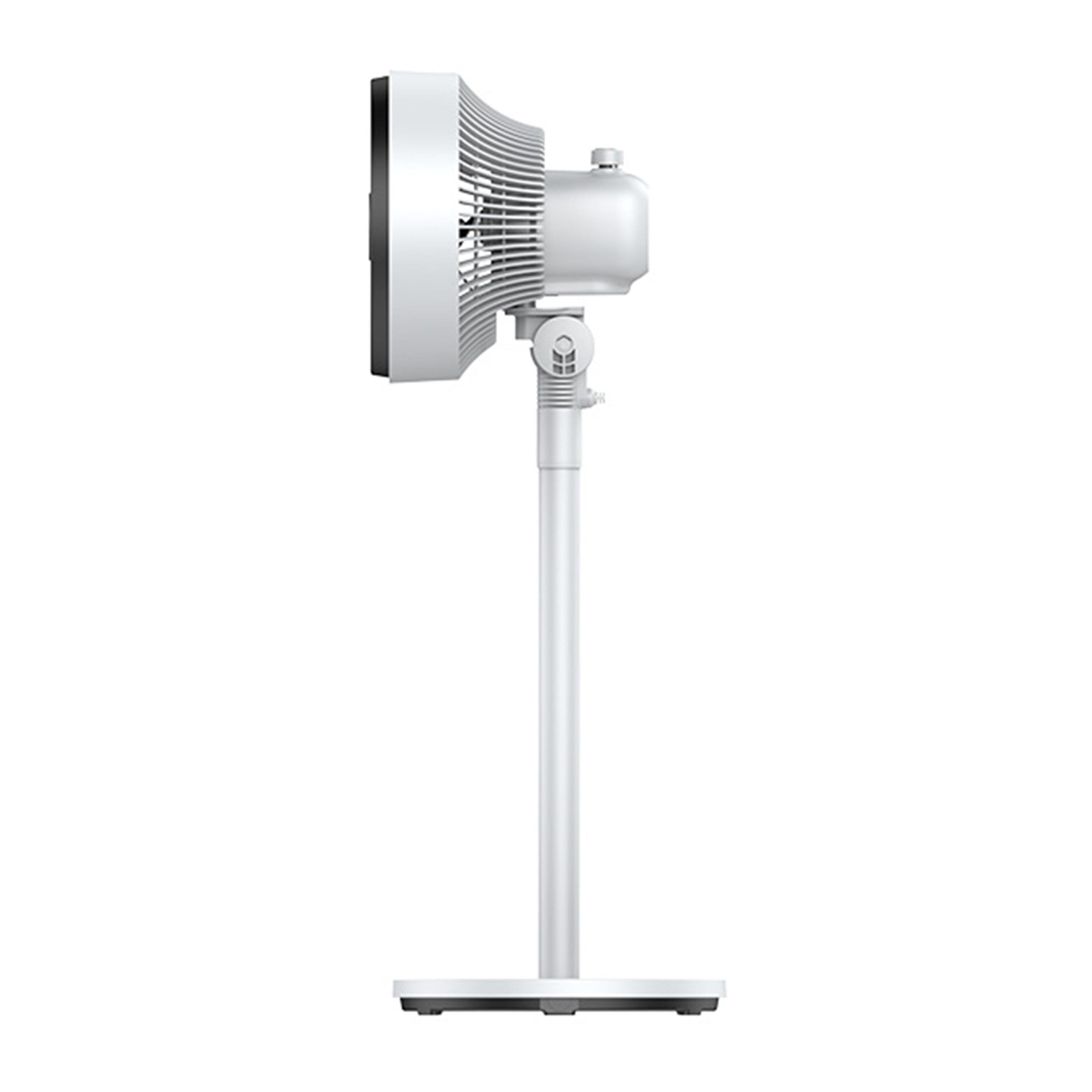 Midea 7" Mechanical Fan side profile, emphasizing its ability to be tilted for precise airflow direction