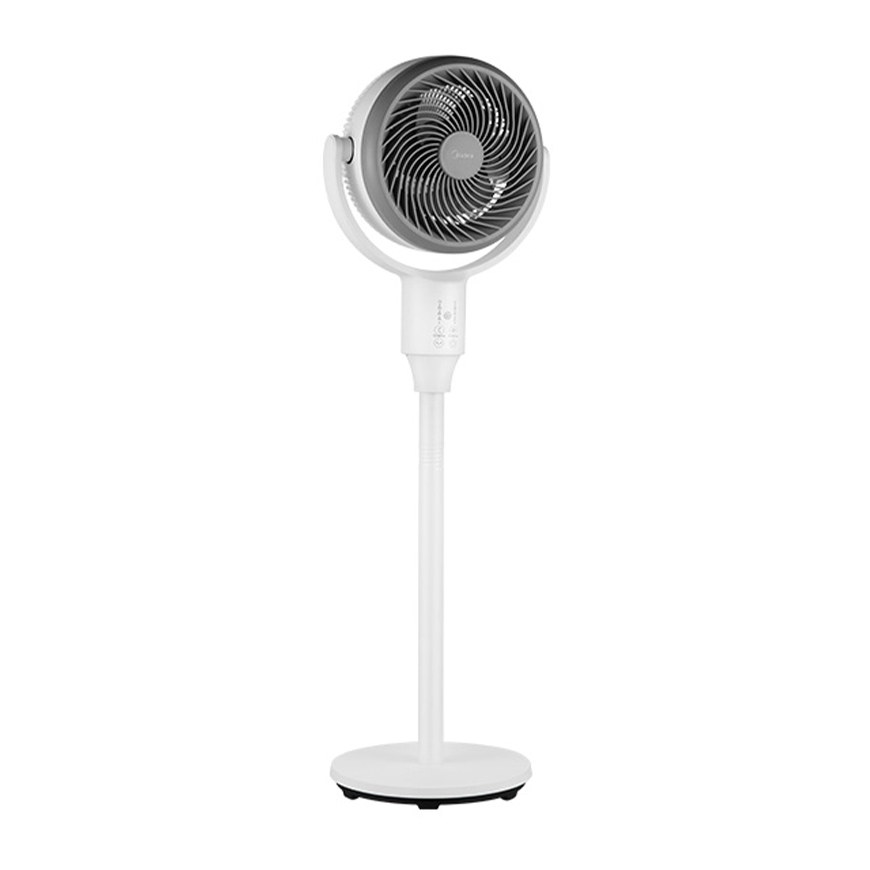 Midea 7" Digital Air Circulator side view, showcasing its compact form factor and portable design.