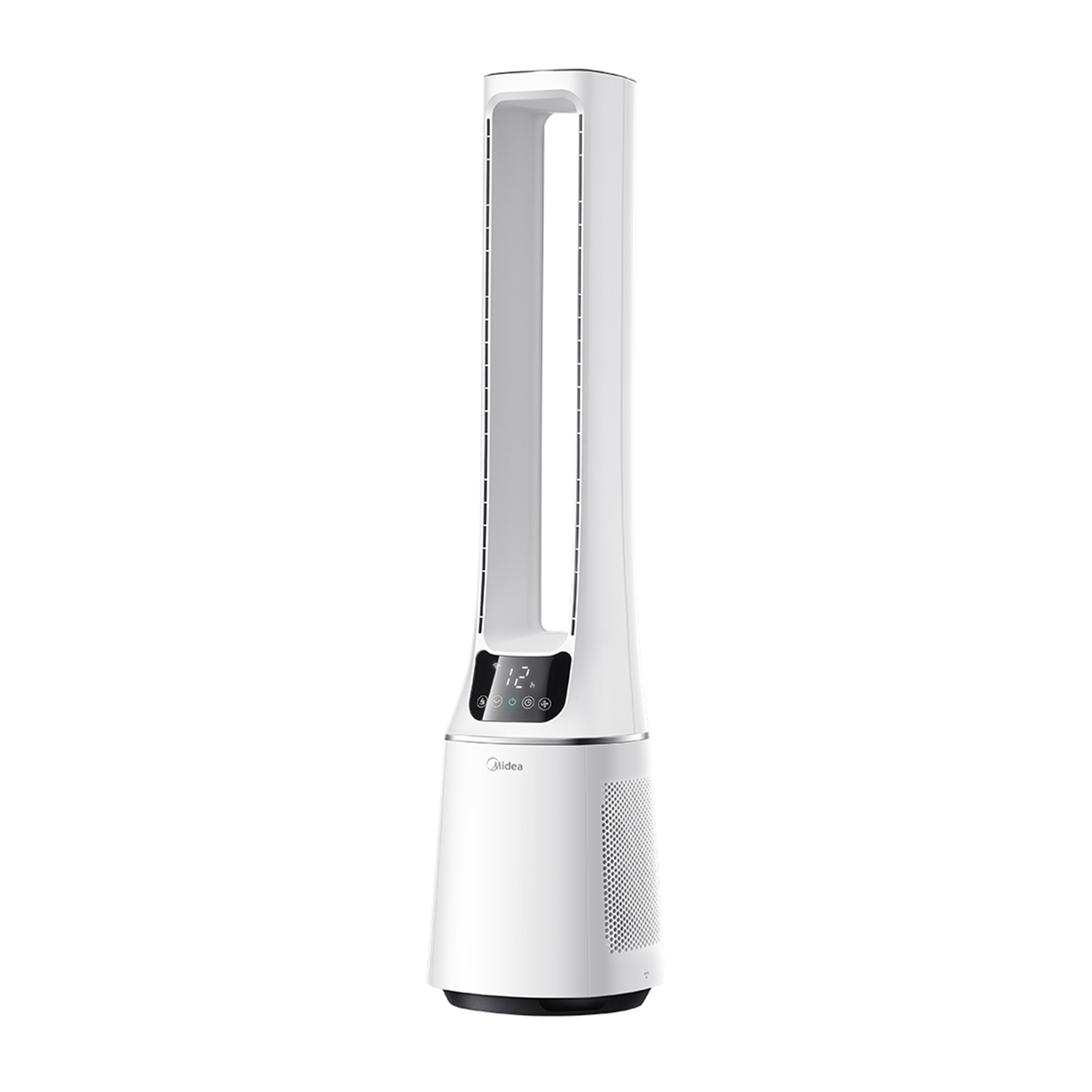 Midea 7" Air Circulator side view, showcasing its compact form factor and portable design