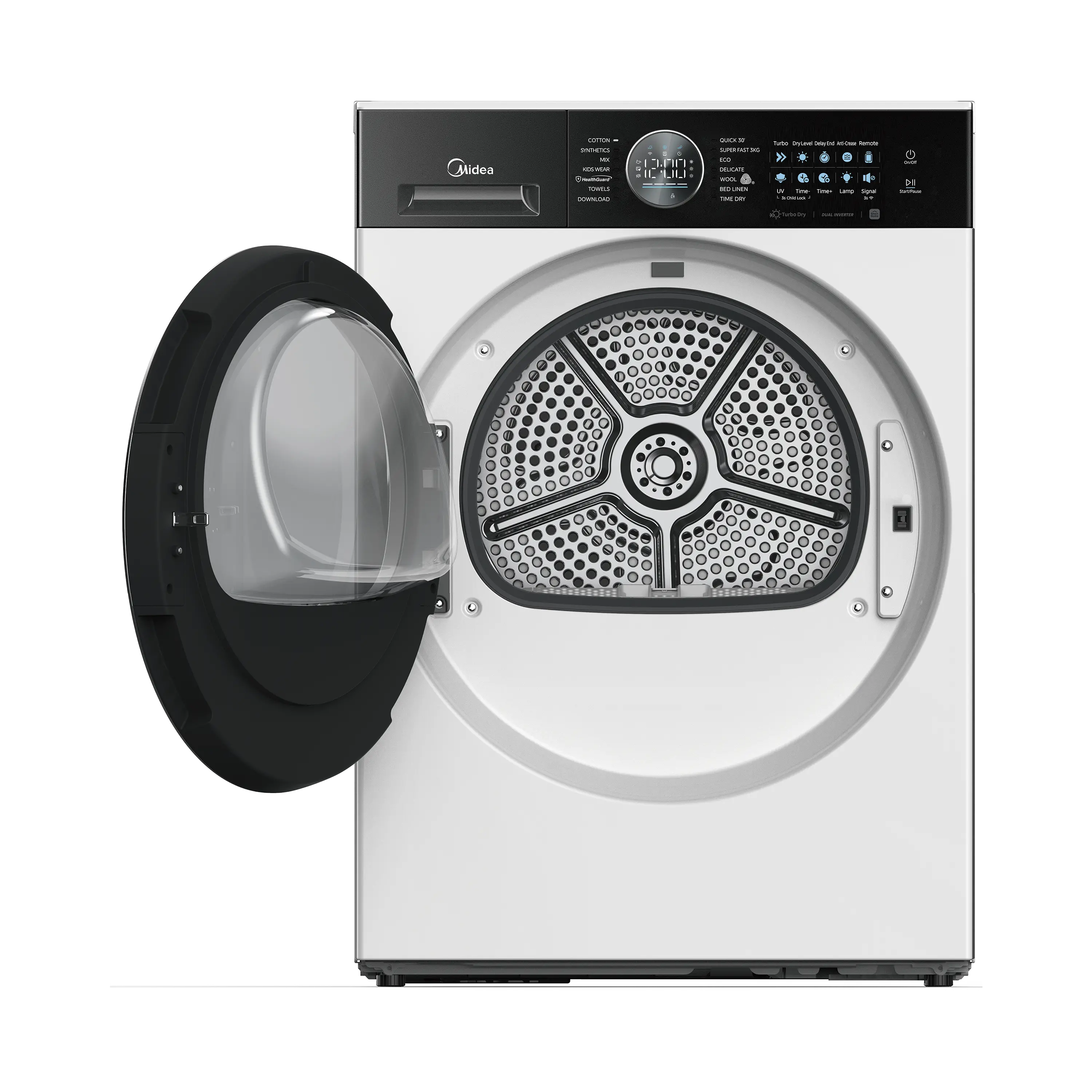 Midea-Laundry-Tumble-Dryer-MD210-Heat-Pump-Dryer-Product-Image-2-Front-open-the-d