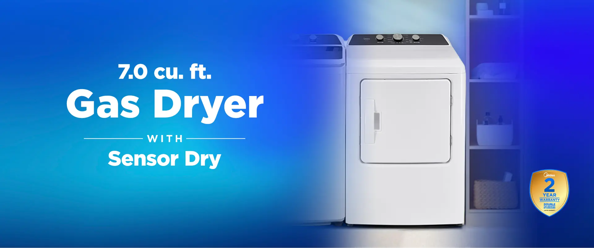 7.0 cu. ft. white gas dryer with sensor dry and 3-way venting