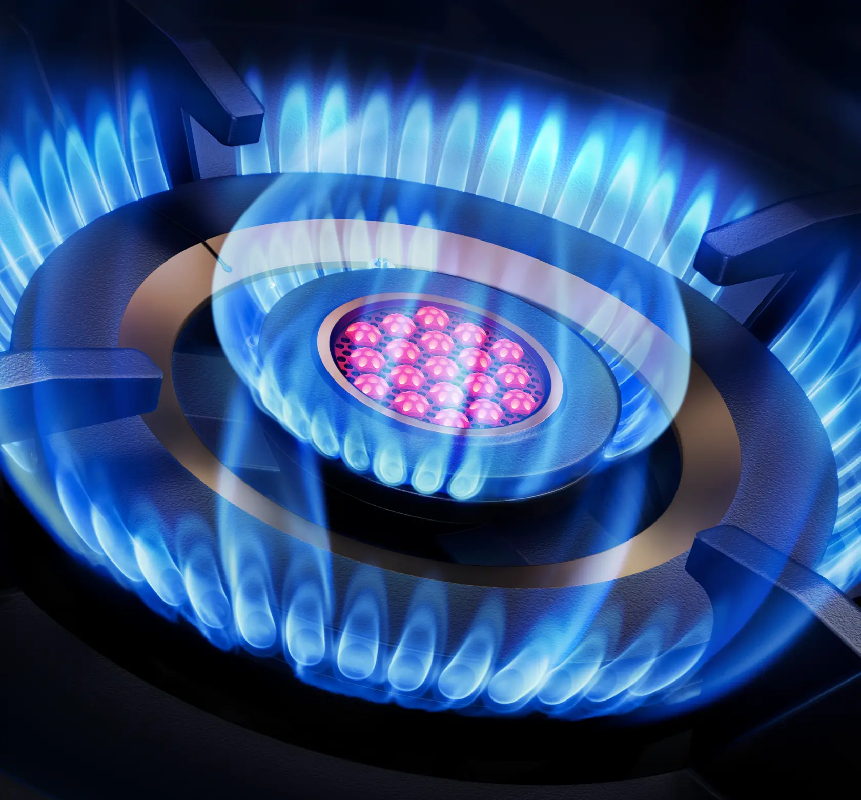 Triple-Ring Burner