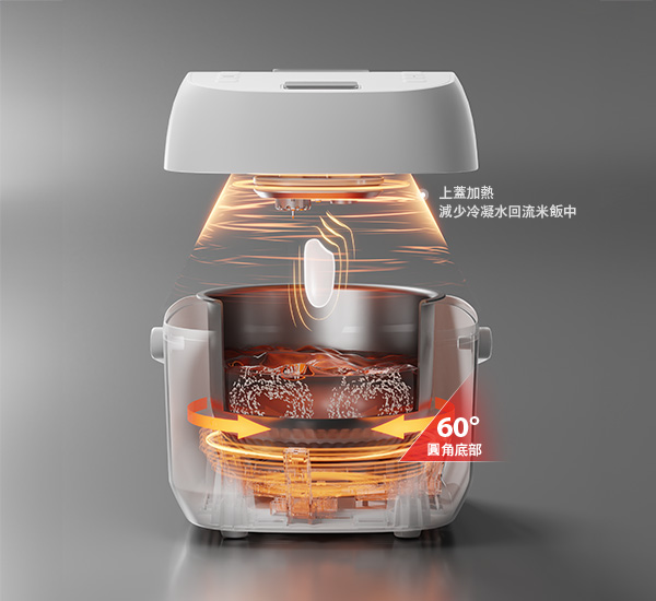 Top Heating x 3D IH Induction Heating x 60° Rounded Bottom Design