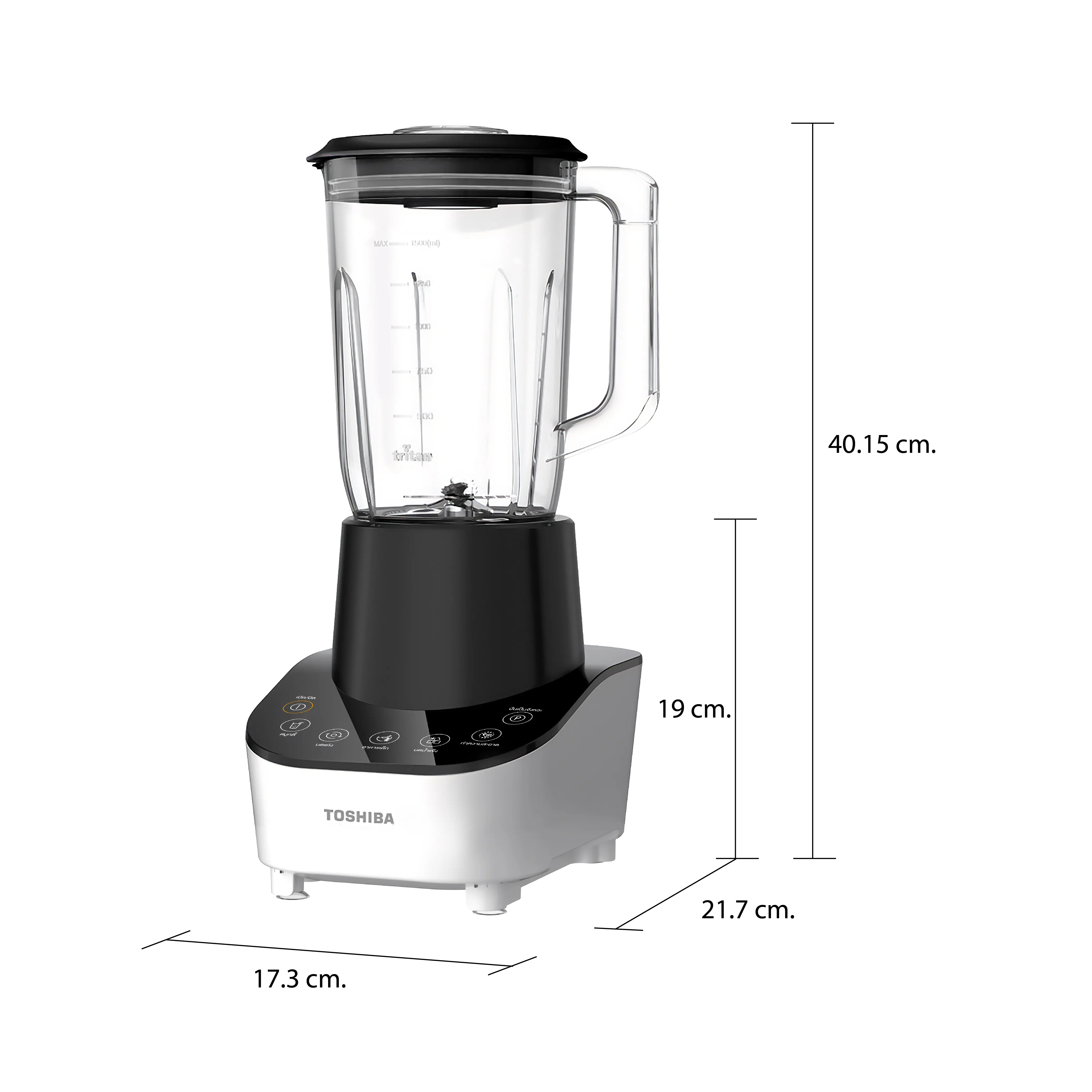 ขนาดและมิติ เครื่องปั่นอเนกประสงค์ 1.5 ลิตร โตชิบา รุ่น BL-70PS1TTH(K)
