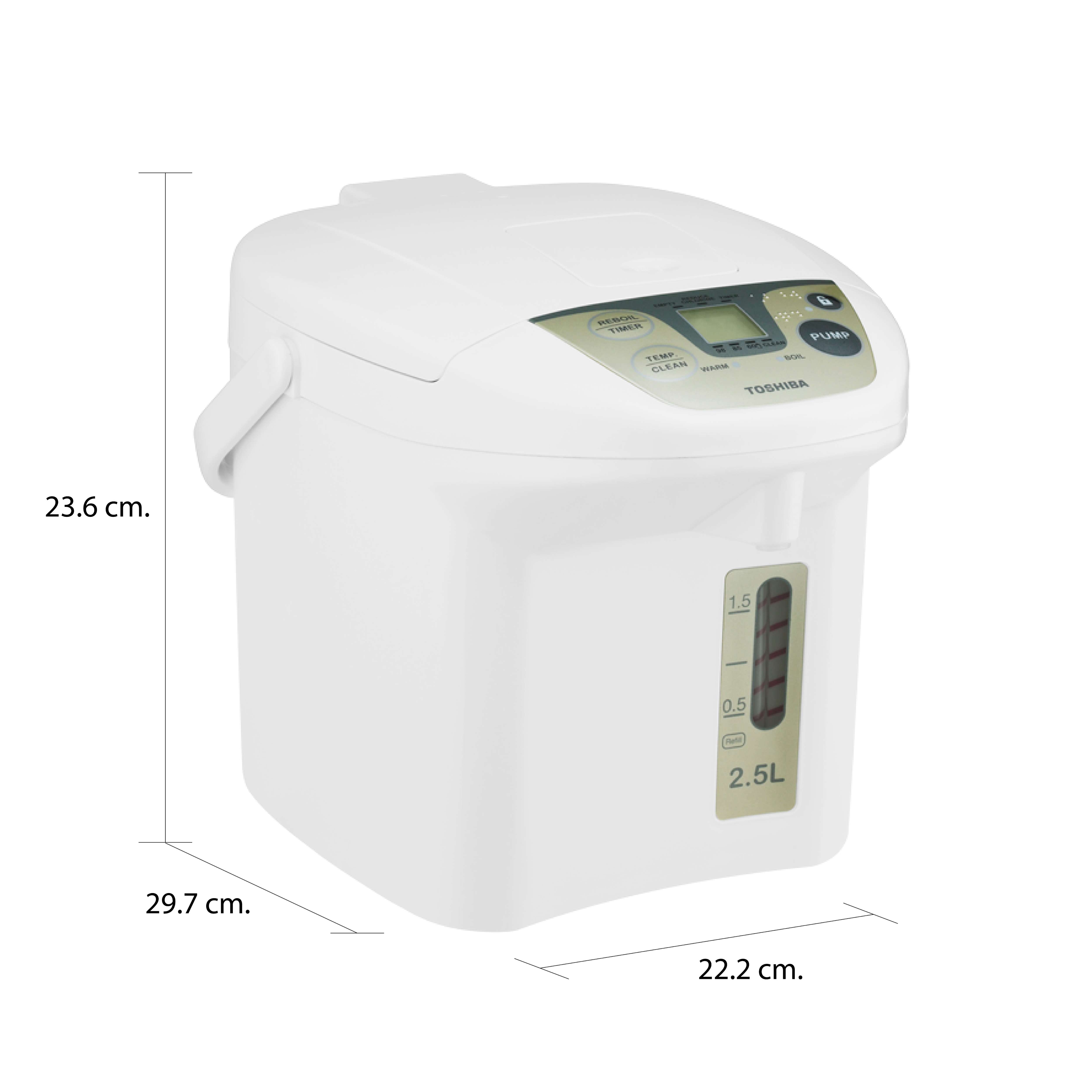 ขนาดและมิติ กระติกน้ำร้อน 2.5 ลิตร โตชิบา รุ่น PLK-25FL(WT)A