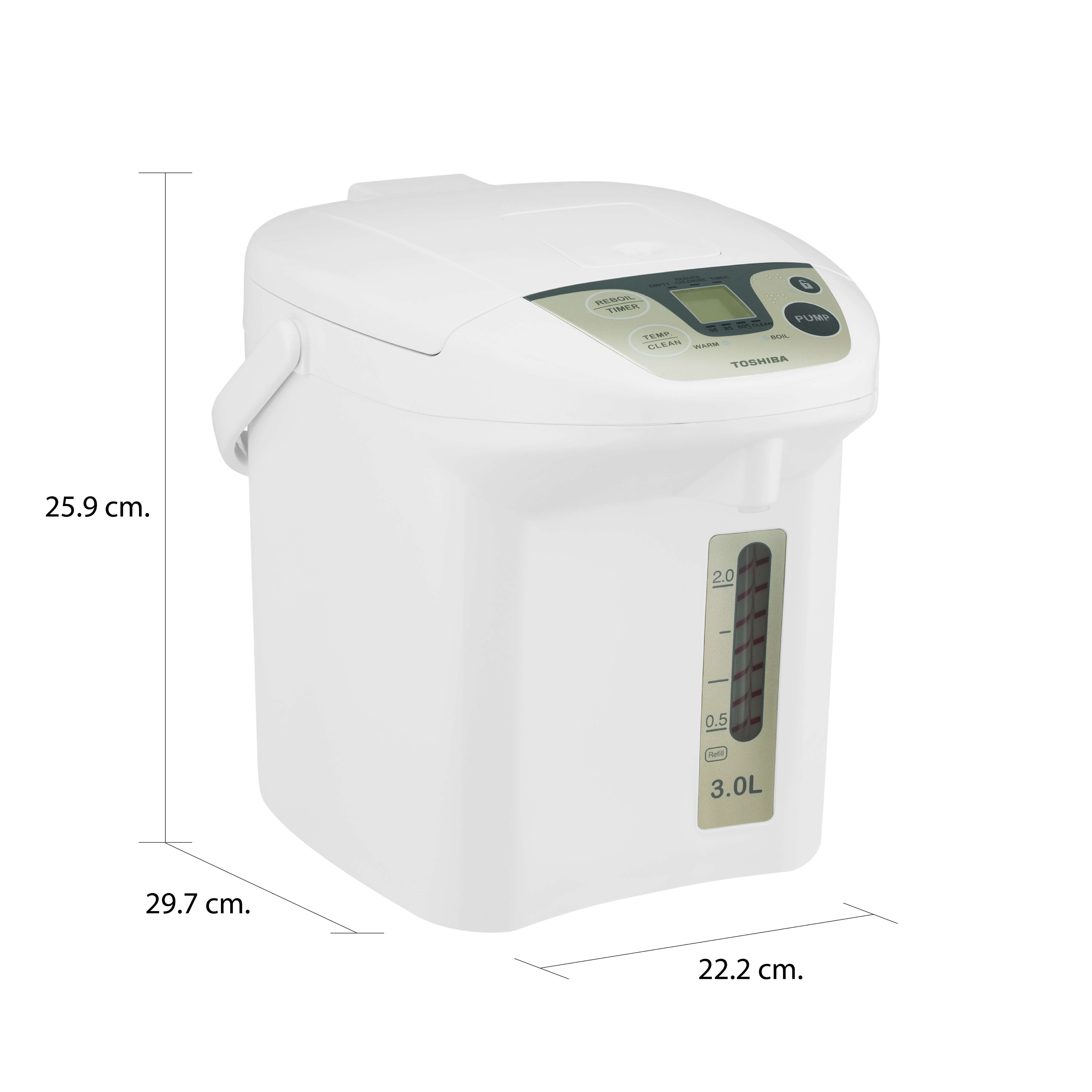 ขนาดและมิติ กระติกน้ำร้อน 3.0 ลิตร โตชิบา รุ่น PLK-30FL(WT)A