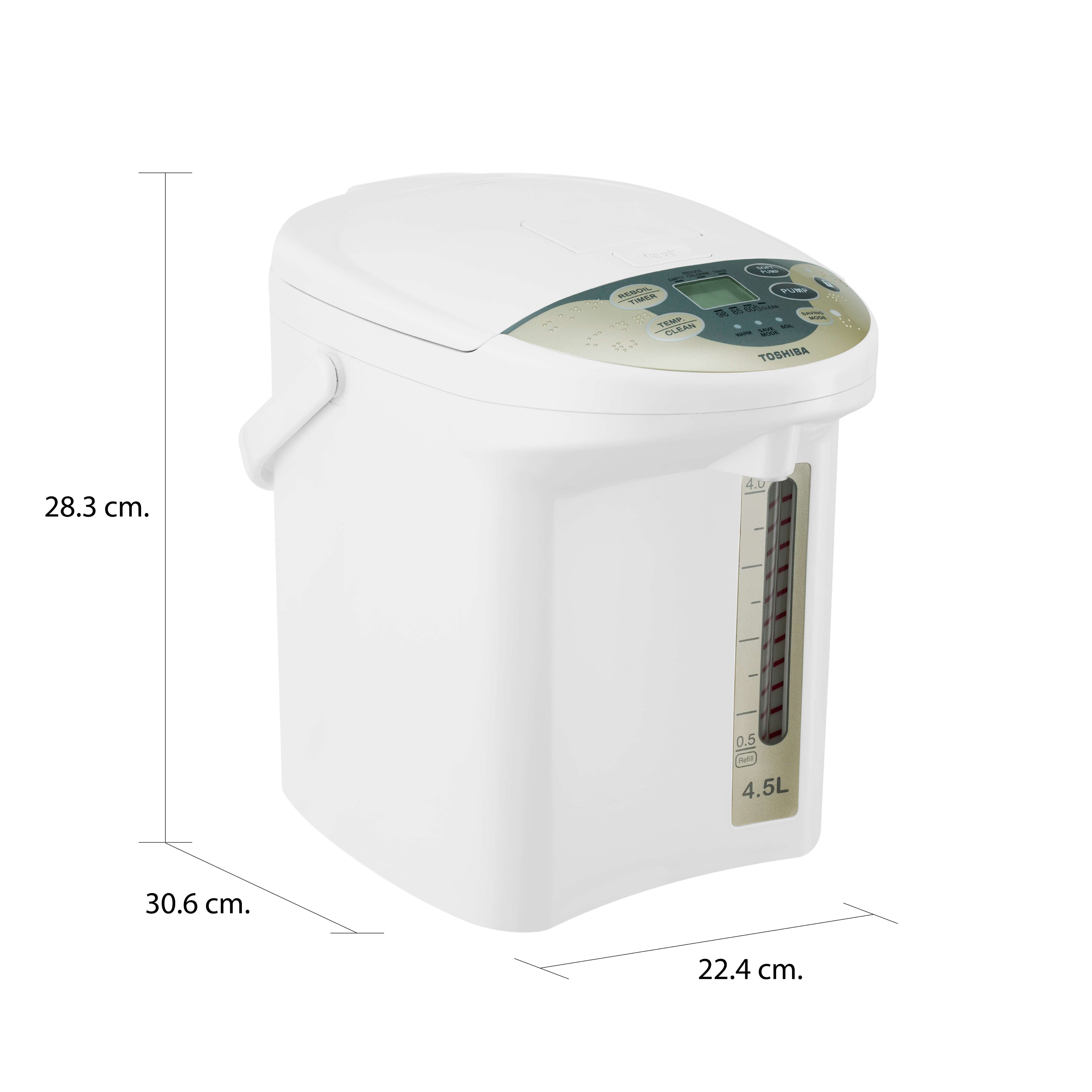 ขนาดและมิติ กระติกน้ำร้อน 4.5 ลิตร โตชิบา รุ่น PLK-45SF(WT)A