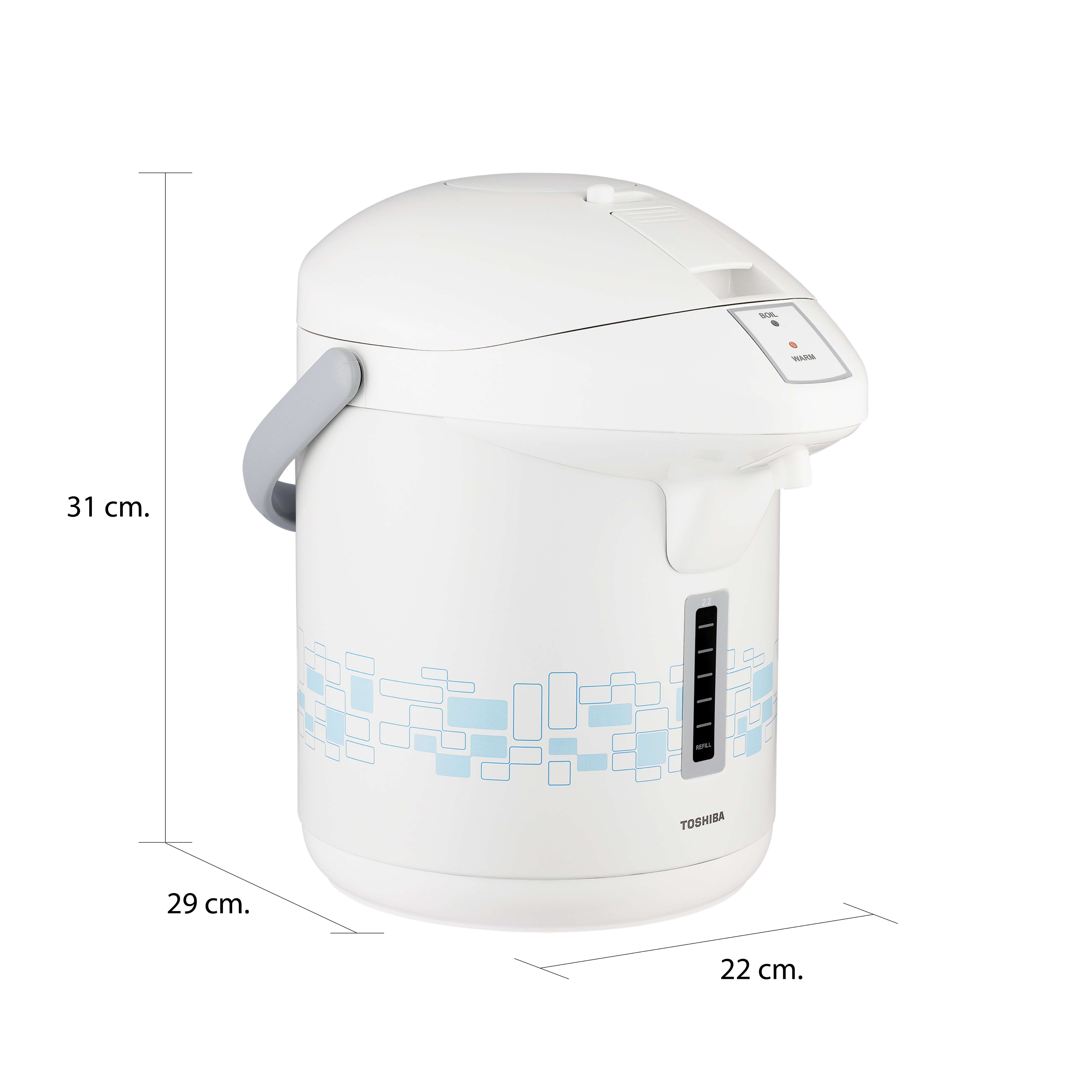 ขนาดและมิติ กระติกน้ำร้อน 2.2 ลิตร โตชิบา รุ่น PLK-G22ESB