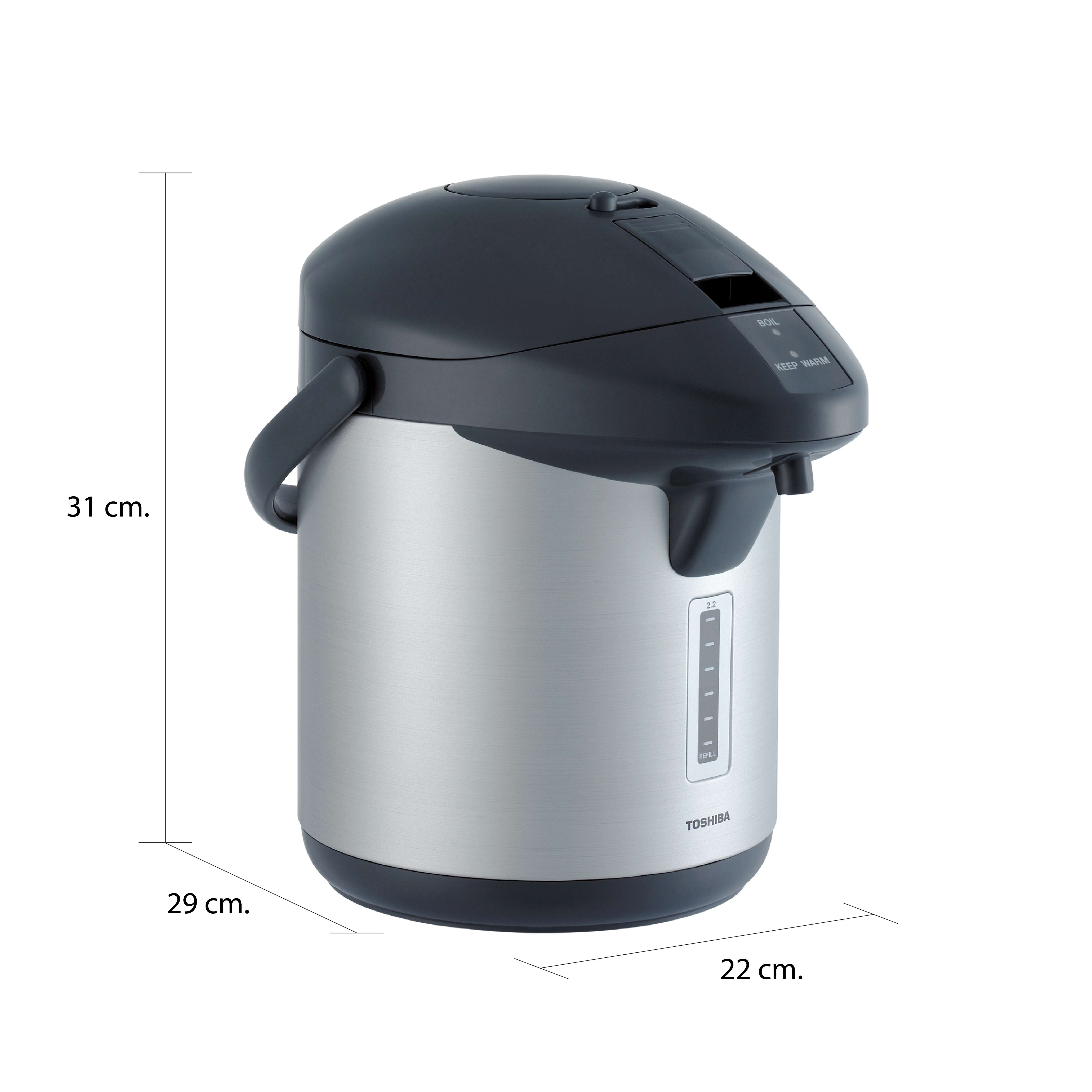 ขนาดและมิติ กระติกน้ำร้อน 2.2 ลิตร โตชิบา รุ่น PLK-G22TS