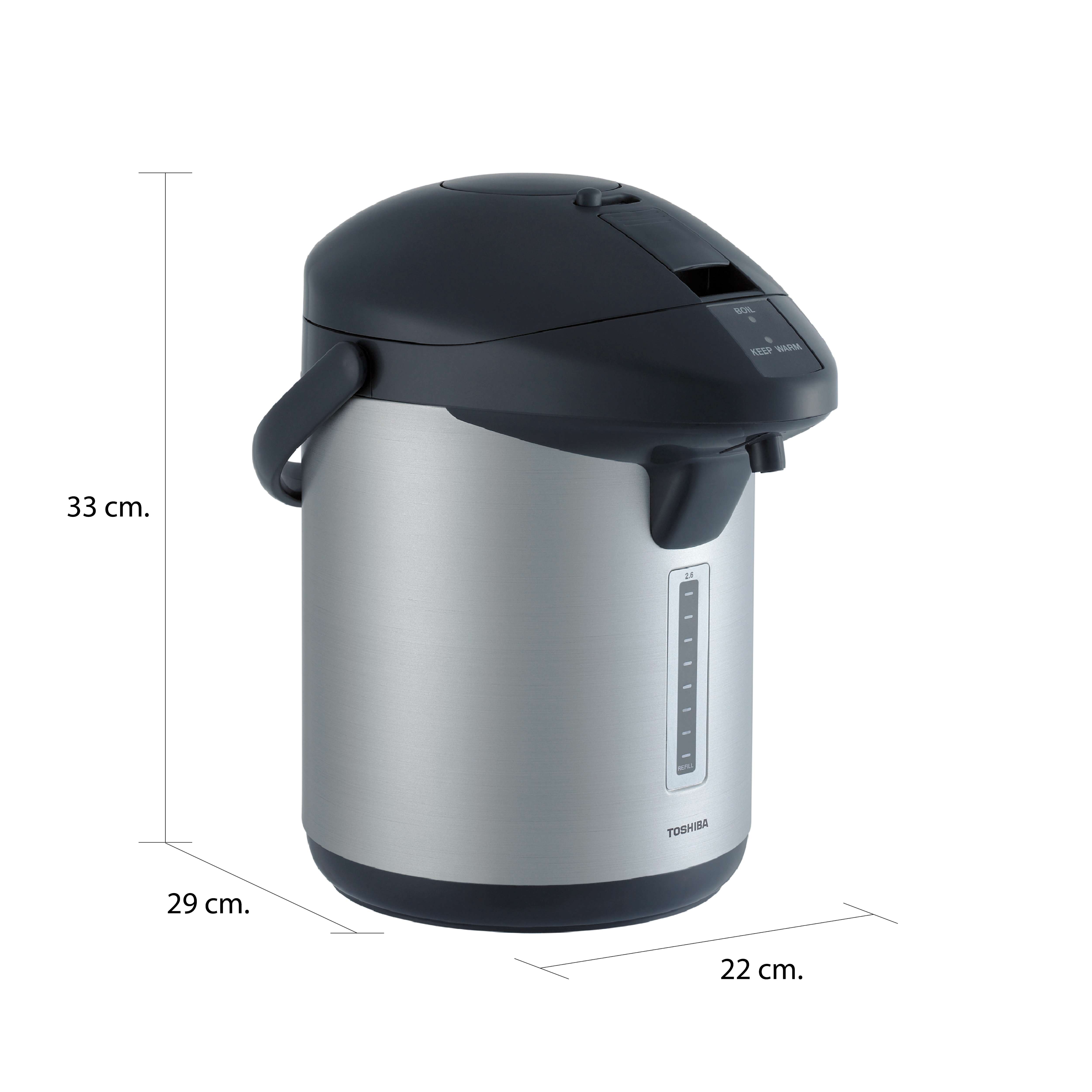 ขนาดและมิติ กระติกน้ำร้อน 2.6 ลิตร โตชิบา รุ่น PLK-G26TS