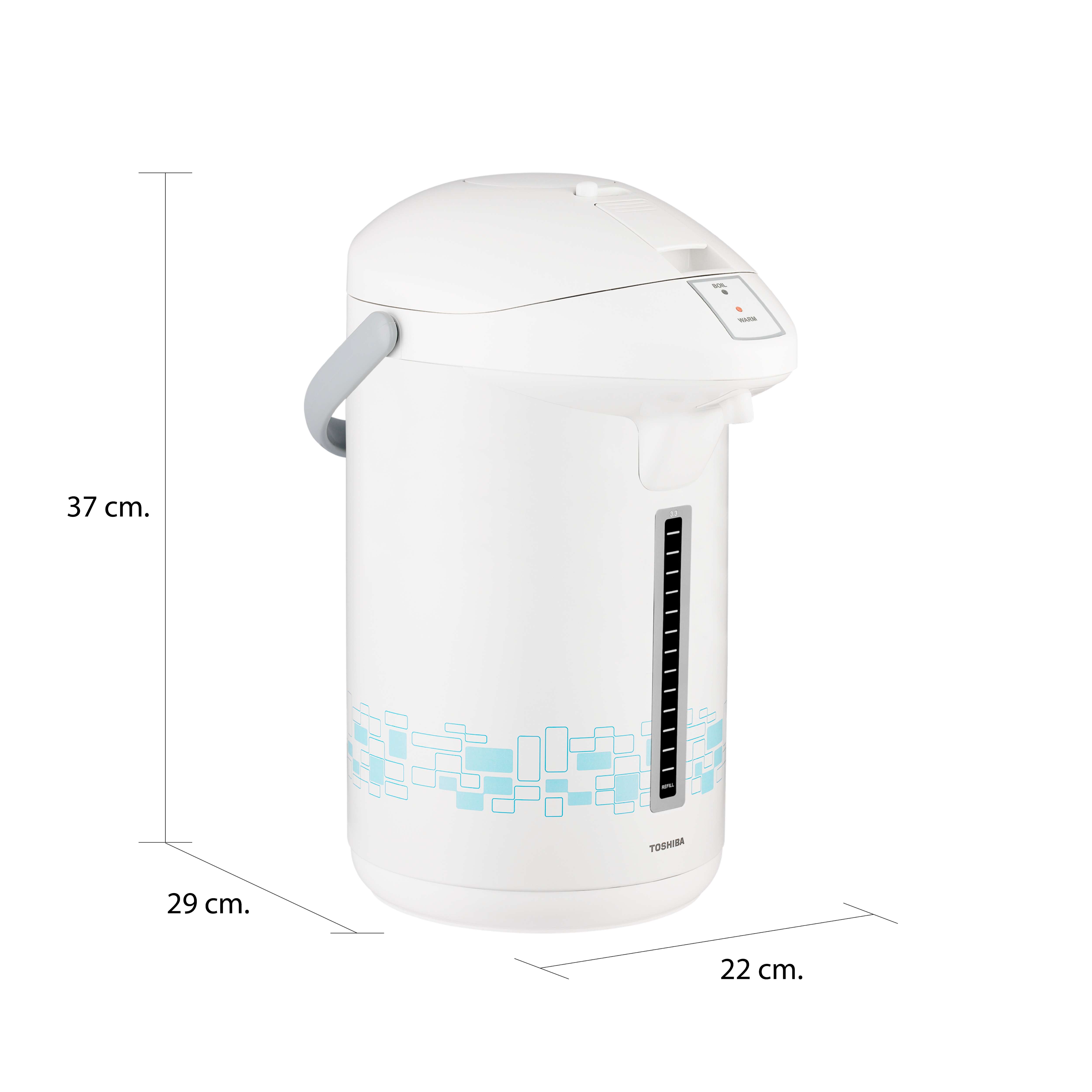 ขนาดและมิติ กระติกน้ำร้อน 3.3 ลิตร โตชิบา รุ่น PLK-G33ESB