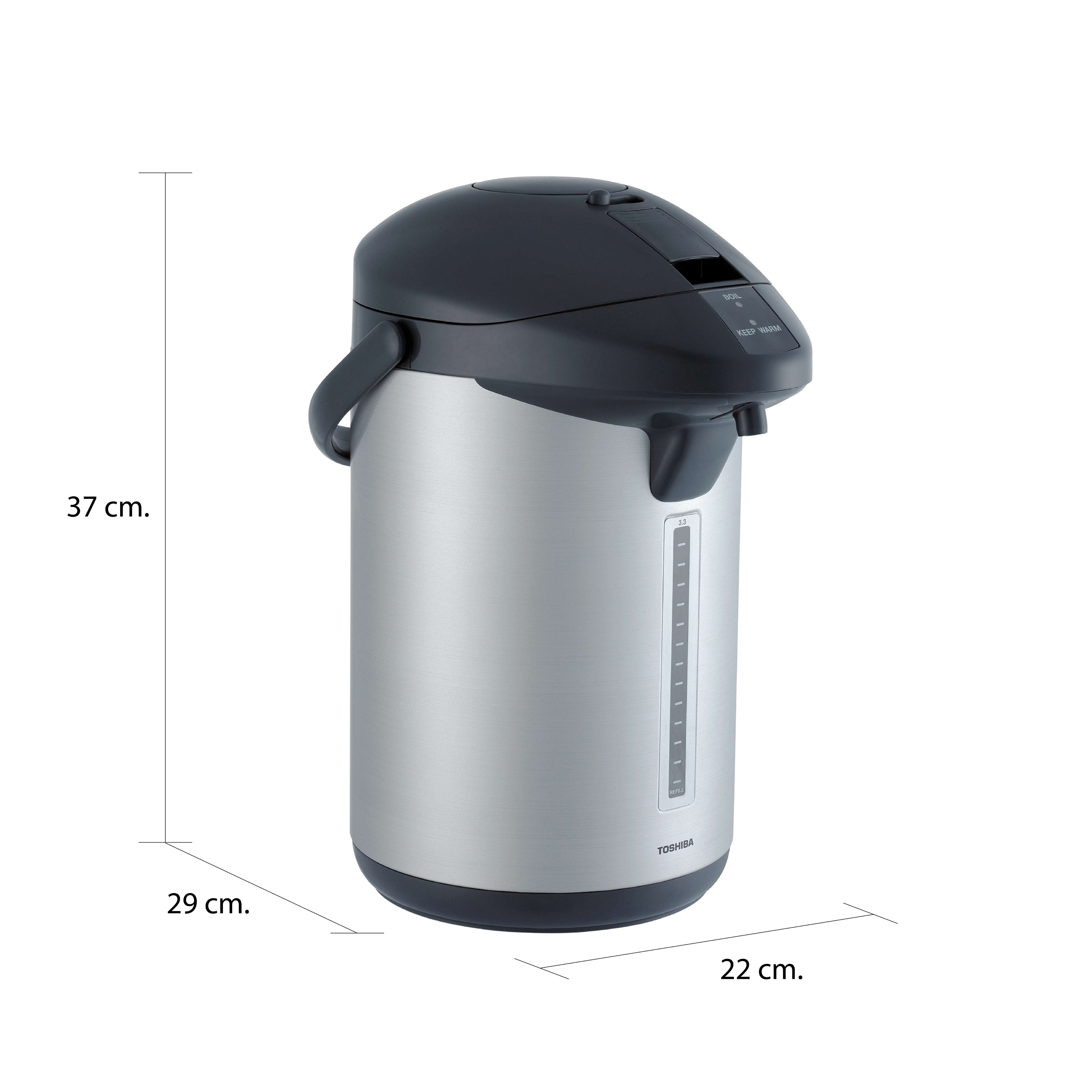 ขนาดและมิติ กระติกน้ำร้อน 3.3 ลิตร โตชิบา รุ่น PLK-G33TS