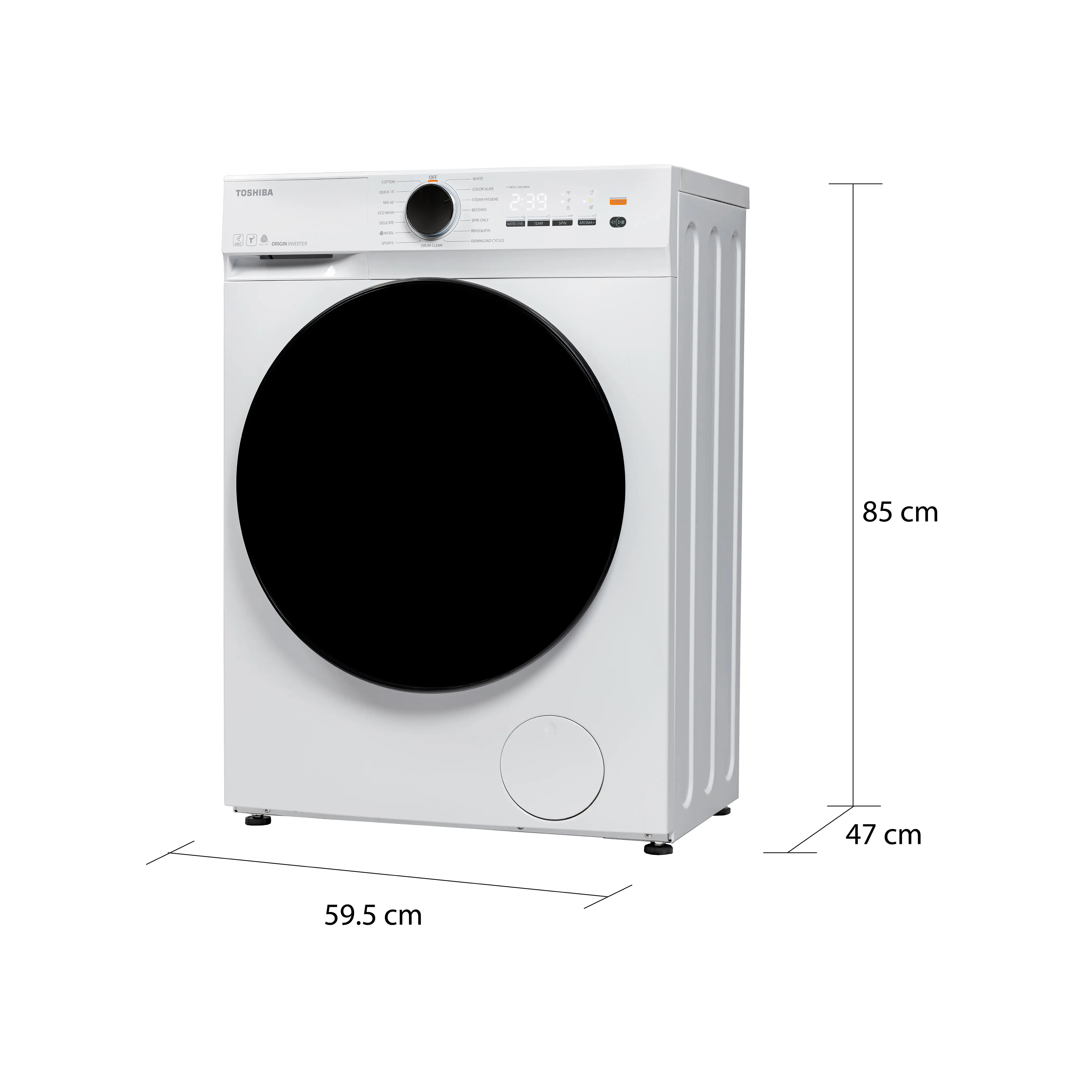 เครื่องซักผ้าฝาหน้า 8.5 กก. โตชิบา รุ่น TW-T21BU95UWT(WW)