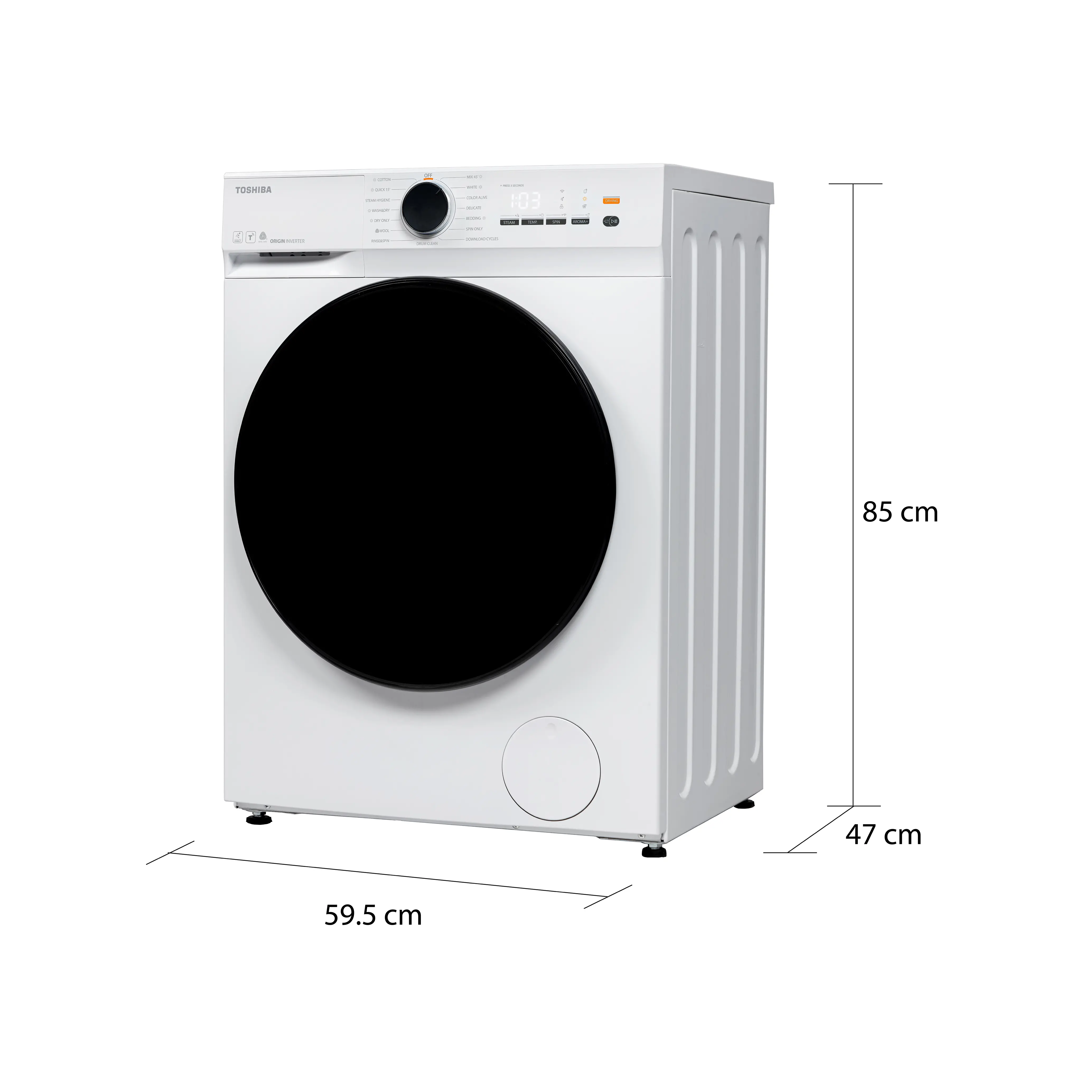 เครื่องซัก-อบผ้าฝาหน้า 8.5/6 กก. โตชิบา รุ่น TWD-T21BU95UWT(WW)