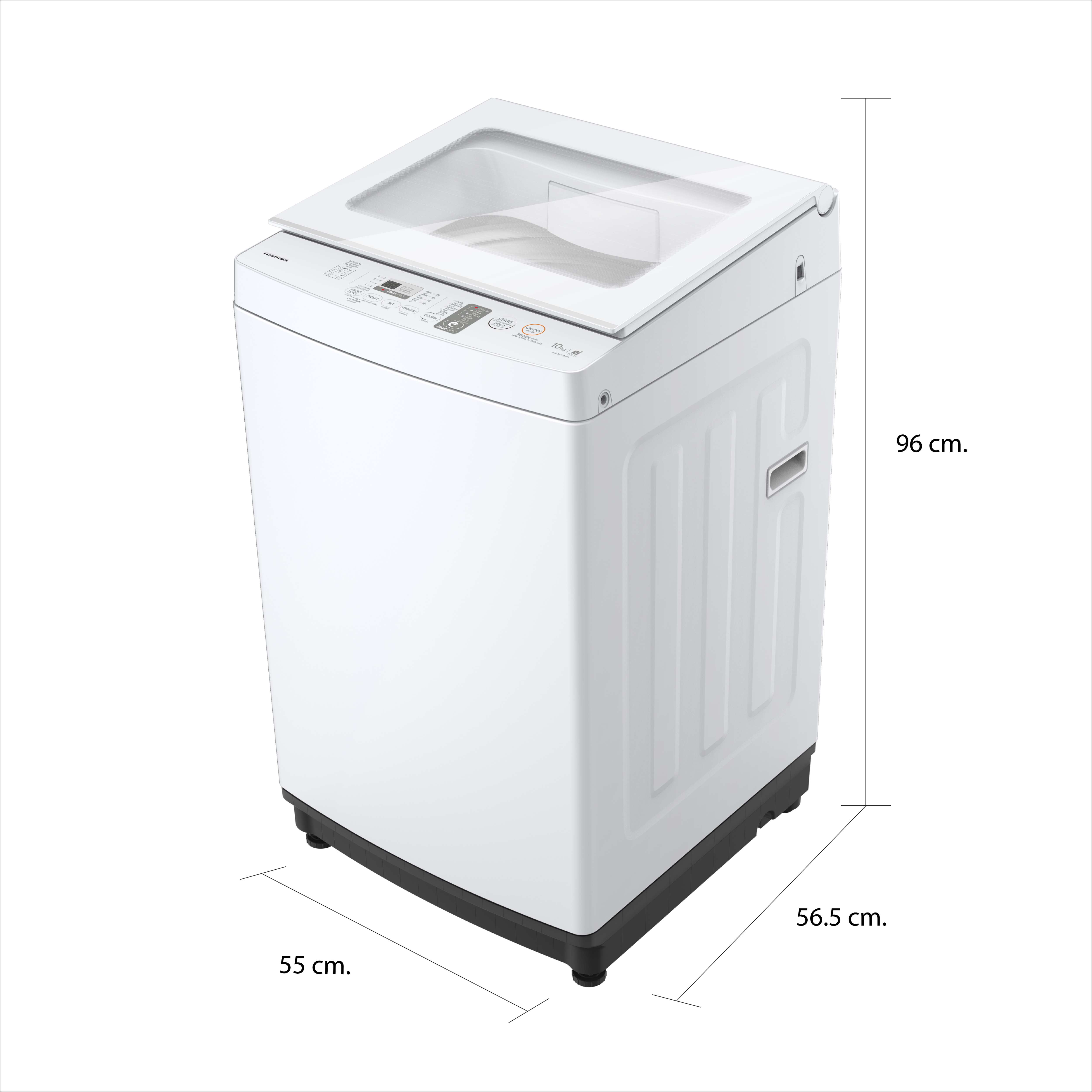 ขนาดและมิติ เครื่องซักผ้าฝาบน 10 กก. โตชิบา รุ่น AW-M1100PT(WW)