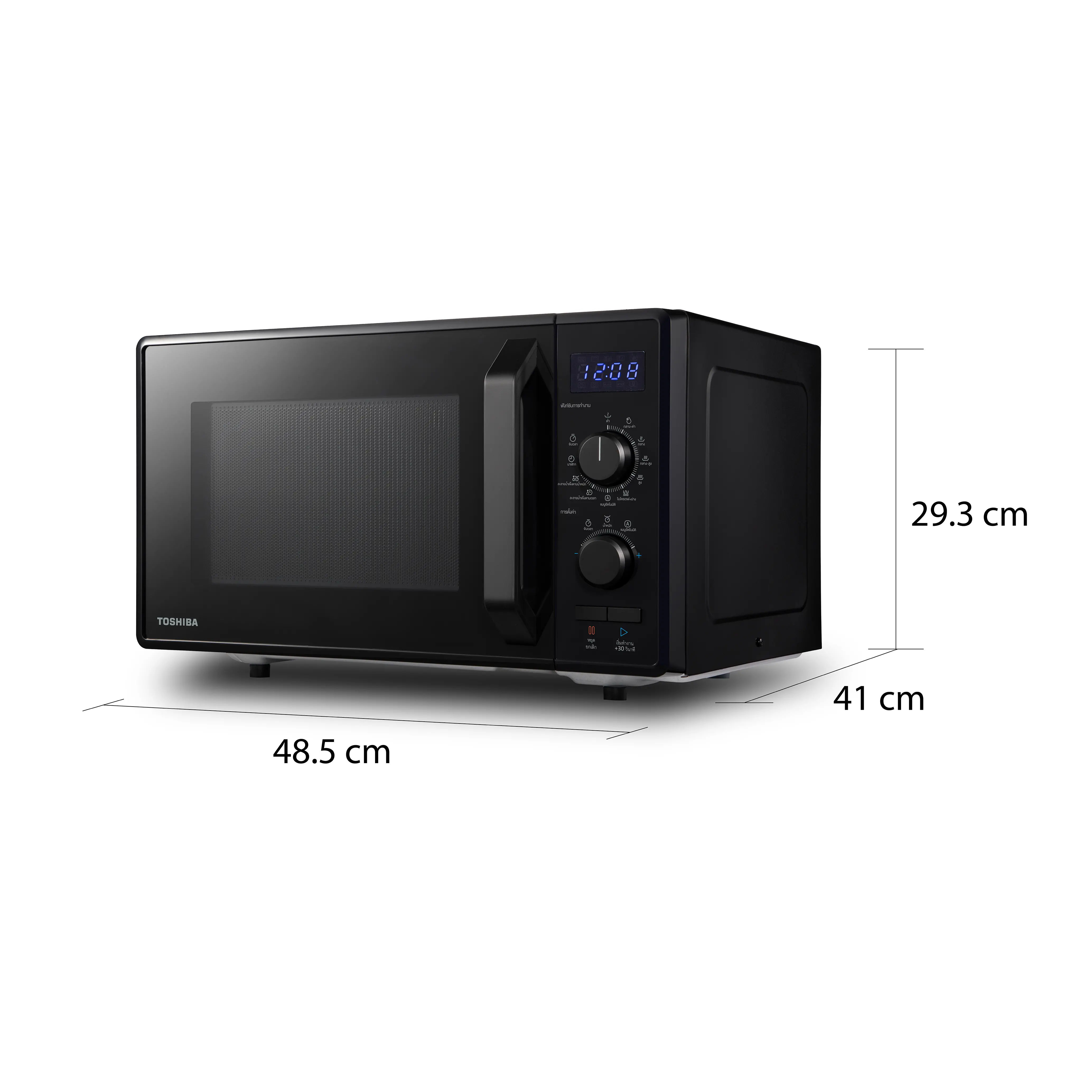 ขนาดและมิติ ไมโครเวฟ ระบบธรรมดา 24 ลิตร โตชิบา รุ่น MW2-AG24PC(BK)