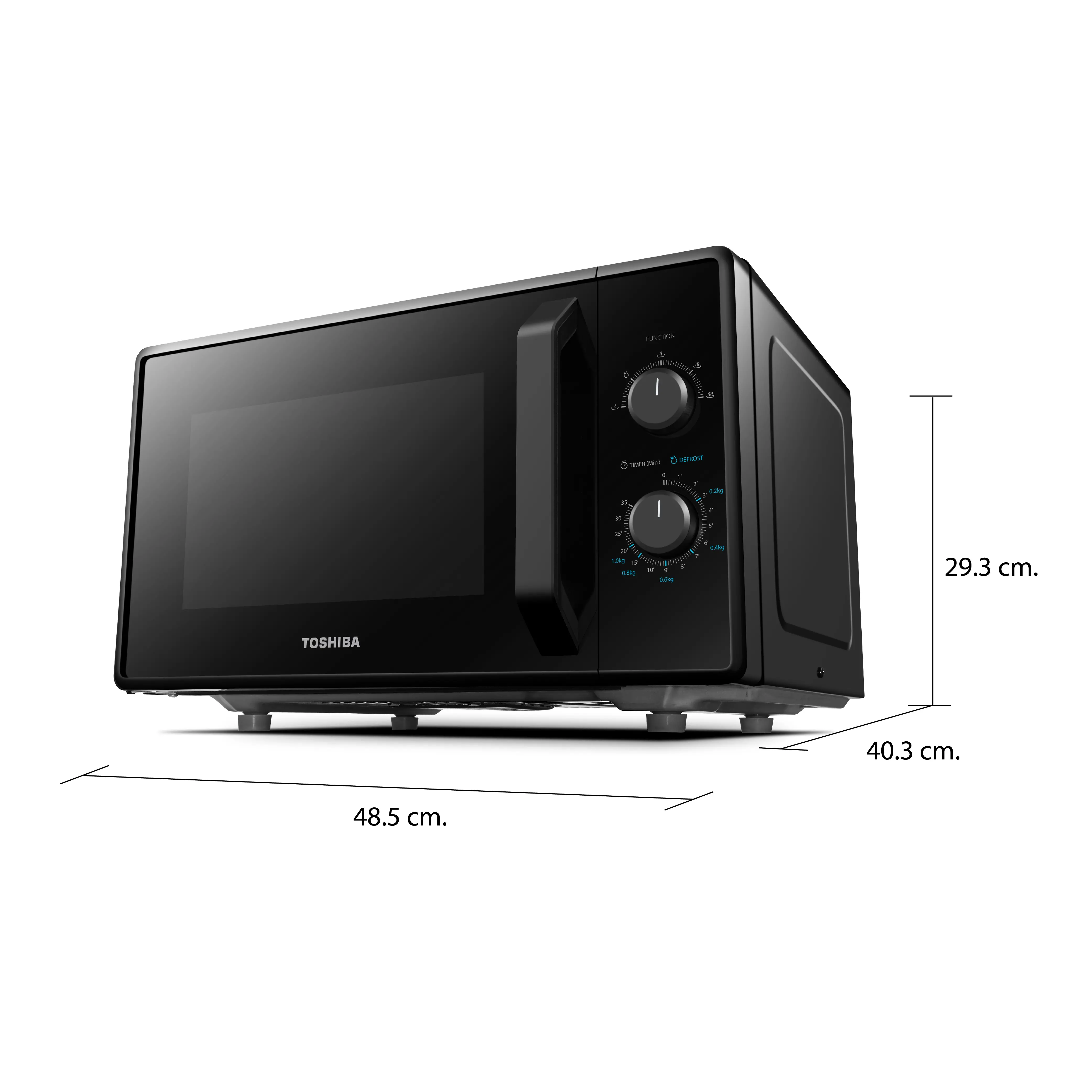 ขนาดและมิติ ไมโครเวฟ ระบบธรรมดา 24 ลิตร โตชิบา รุ่น MW2-MM24PC(BK)