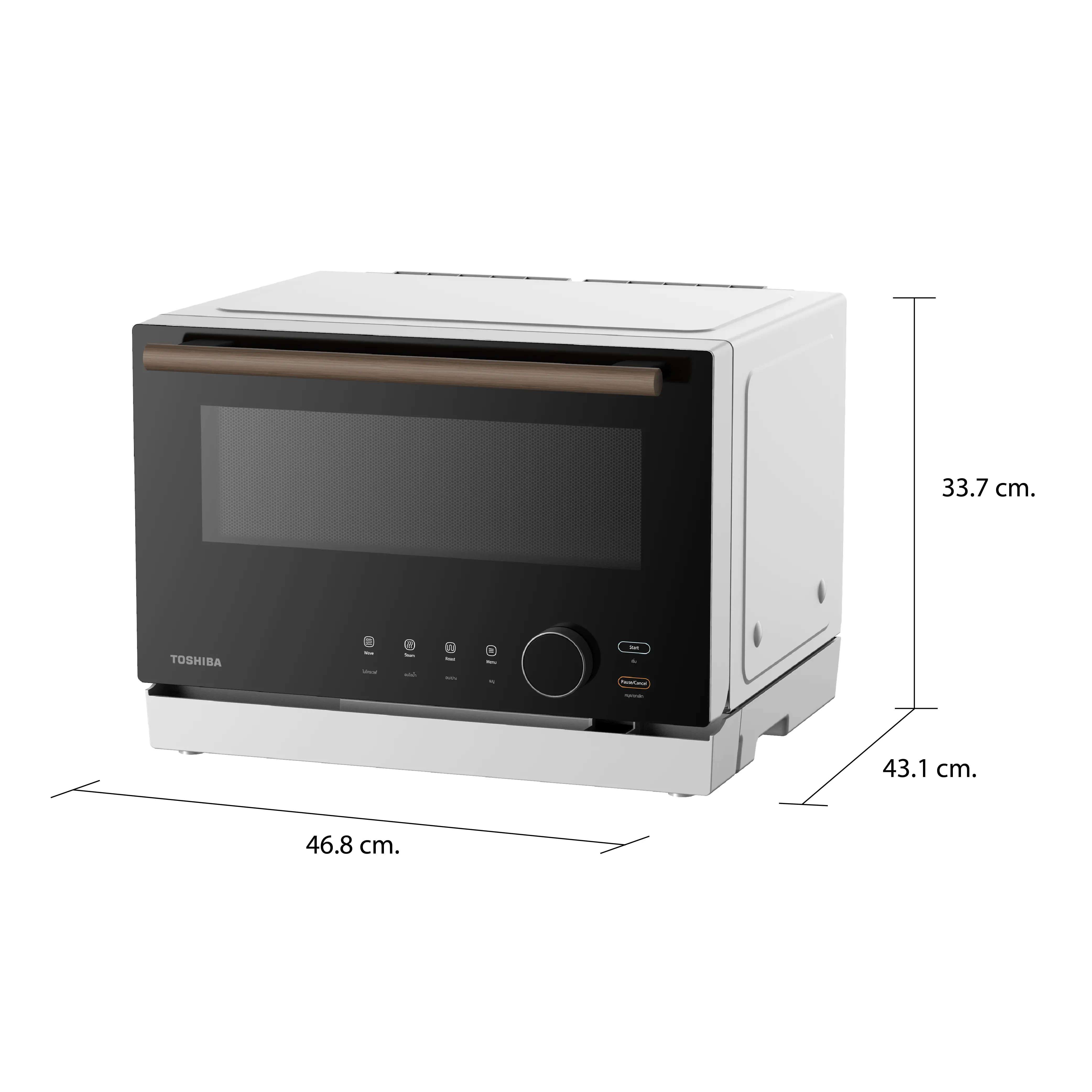 ขนาดและมิติ ไมโครเวฟ ระบบดิจิตอล 23 ลิตร โตชิบา รุ่น MX1-TH23SC(WH)
