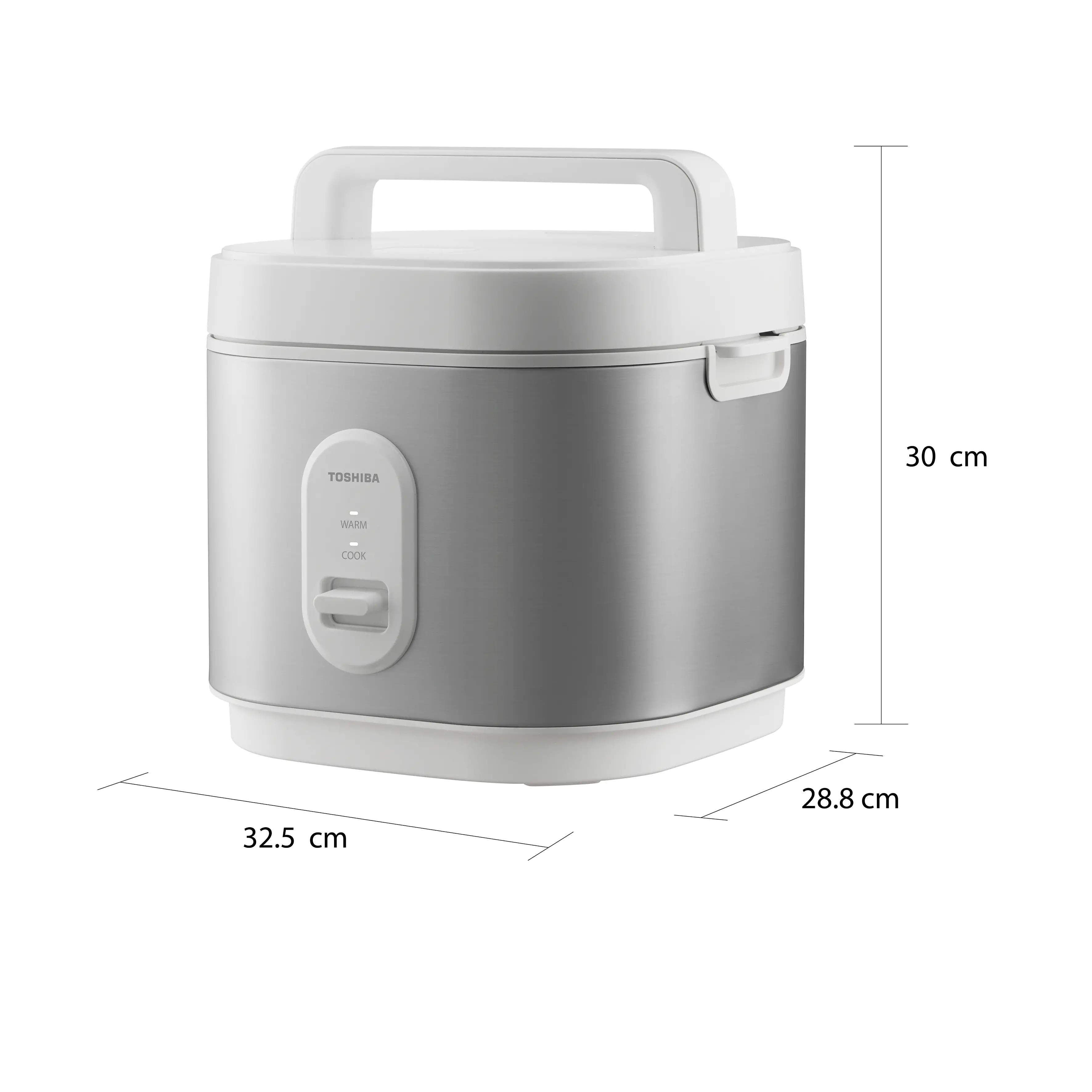 ขนาดและมิติ หม้อหุงข้าว ระบบอุ่นทิพย์ 1.8 ลิตร โตชิบา รุ่น RC-18JRVTH(W)