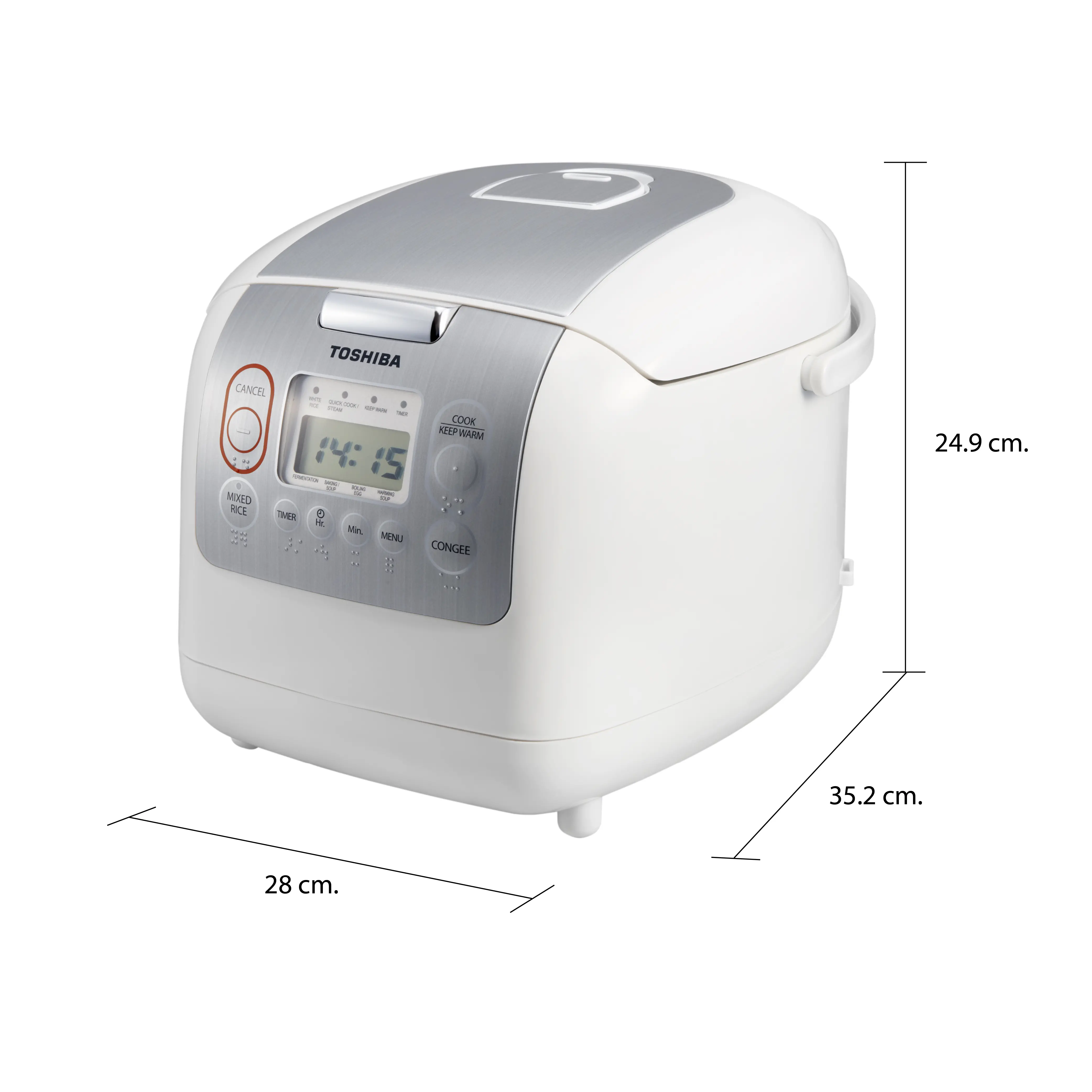 ขนาดและมิติ หม้อหุงข้าว ระบบดิจิตอล 1.8 ลิตร โตชิบา รุ่น RC-18NMF(WT)A