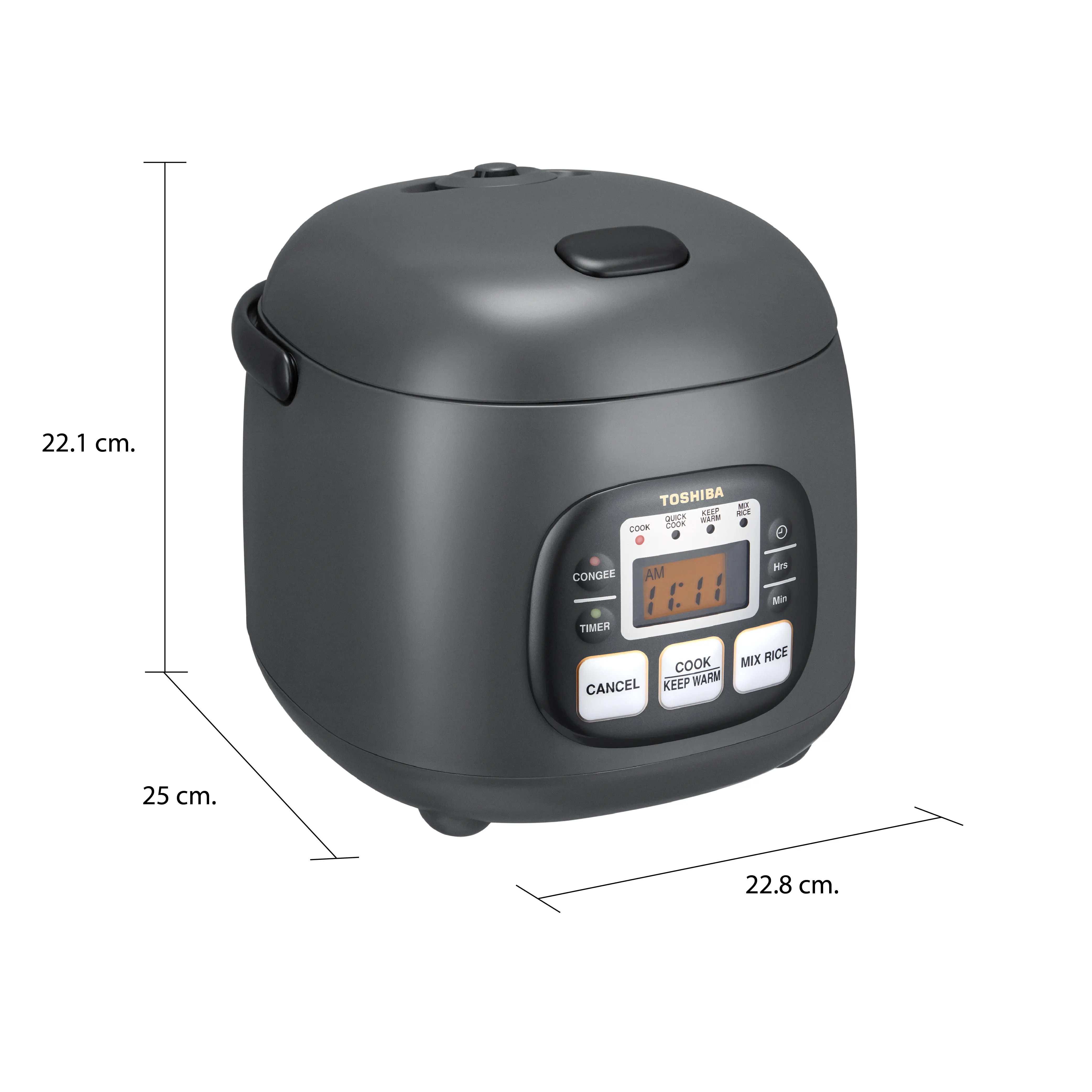 ขนาดและมิติ หม้อหุงข้าว ระบบดิจิตอล 0.5 ลิตร โตชิบา รุ่น RC-5MM(KH)A