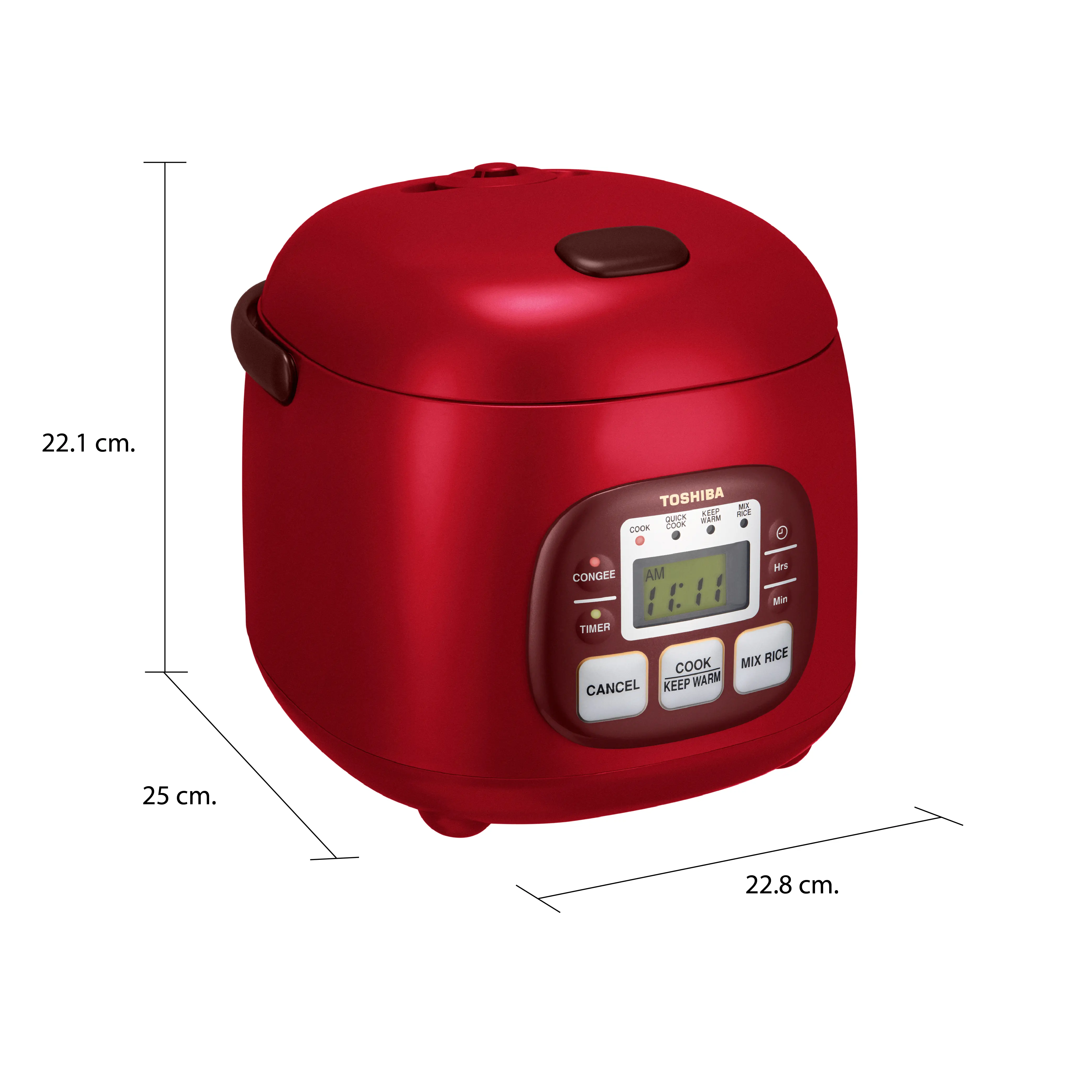 ขนาดและมิติ หม้อหุงข้าว ระบบดิจิตอล 0.5 ลิตร โตชิบา รุ่น RC-5MM(R)A