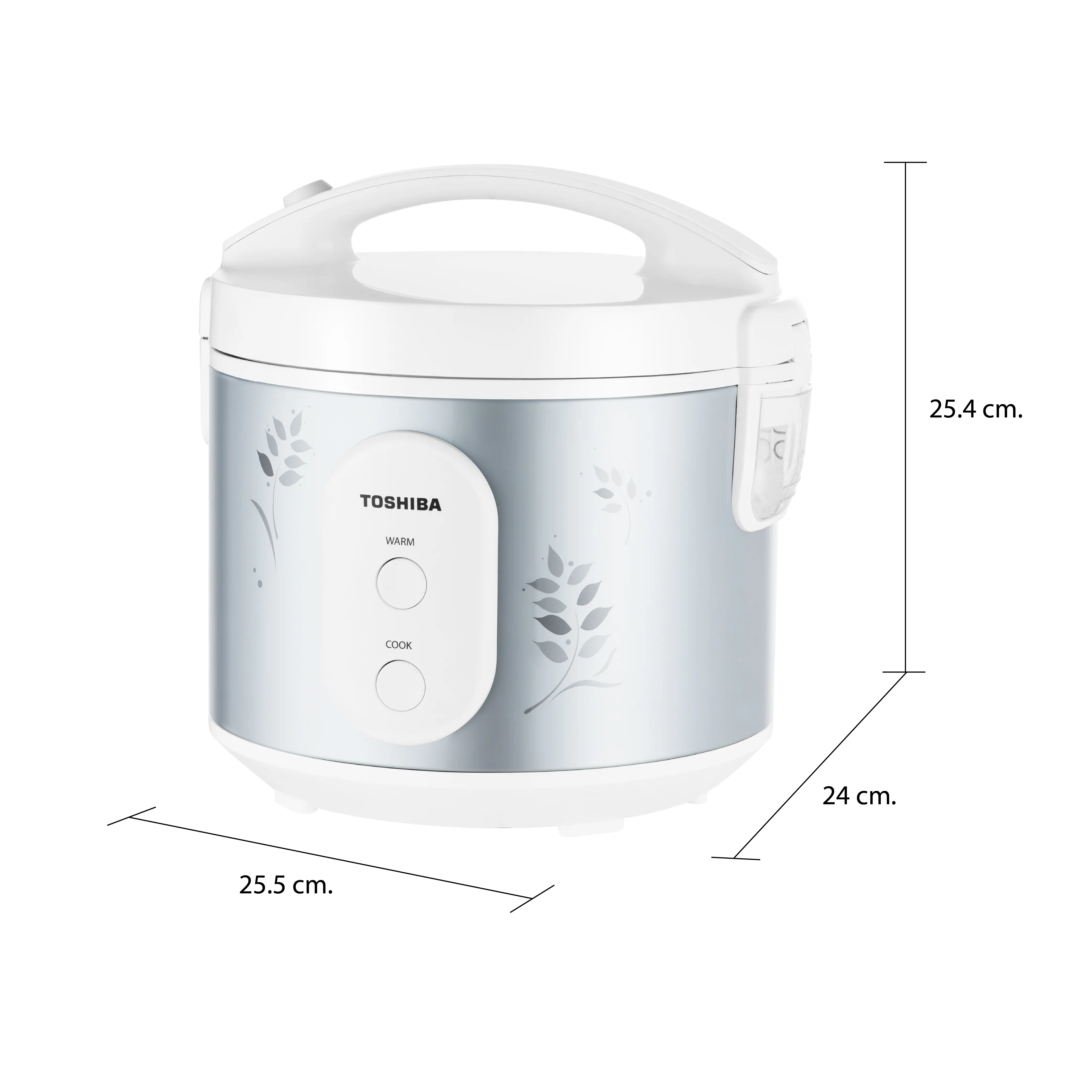 ขนาดและมิติ หม้อหุงข้าว ระบบอุ่นทิพย์ 1.0 ลิตร โตชิบา รุ่น RC-T10JR(S)