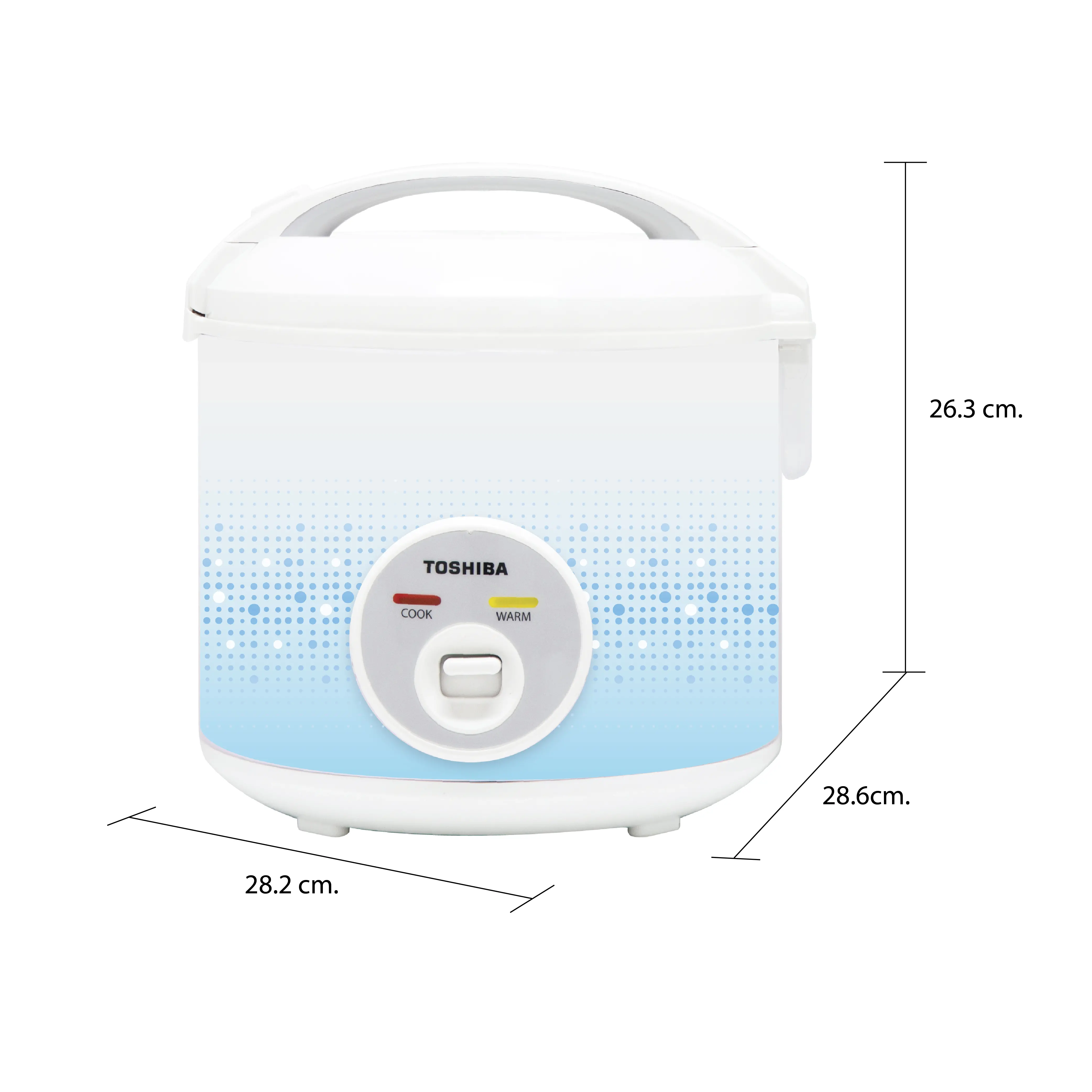 ขนาดและมิติ หม้อหุงข้าว ระบบอุ่นทิพย์ 1.8 ลิตร โตชิบา รุ่น RC-T18JA(B)