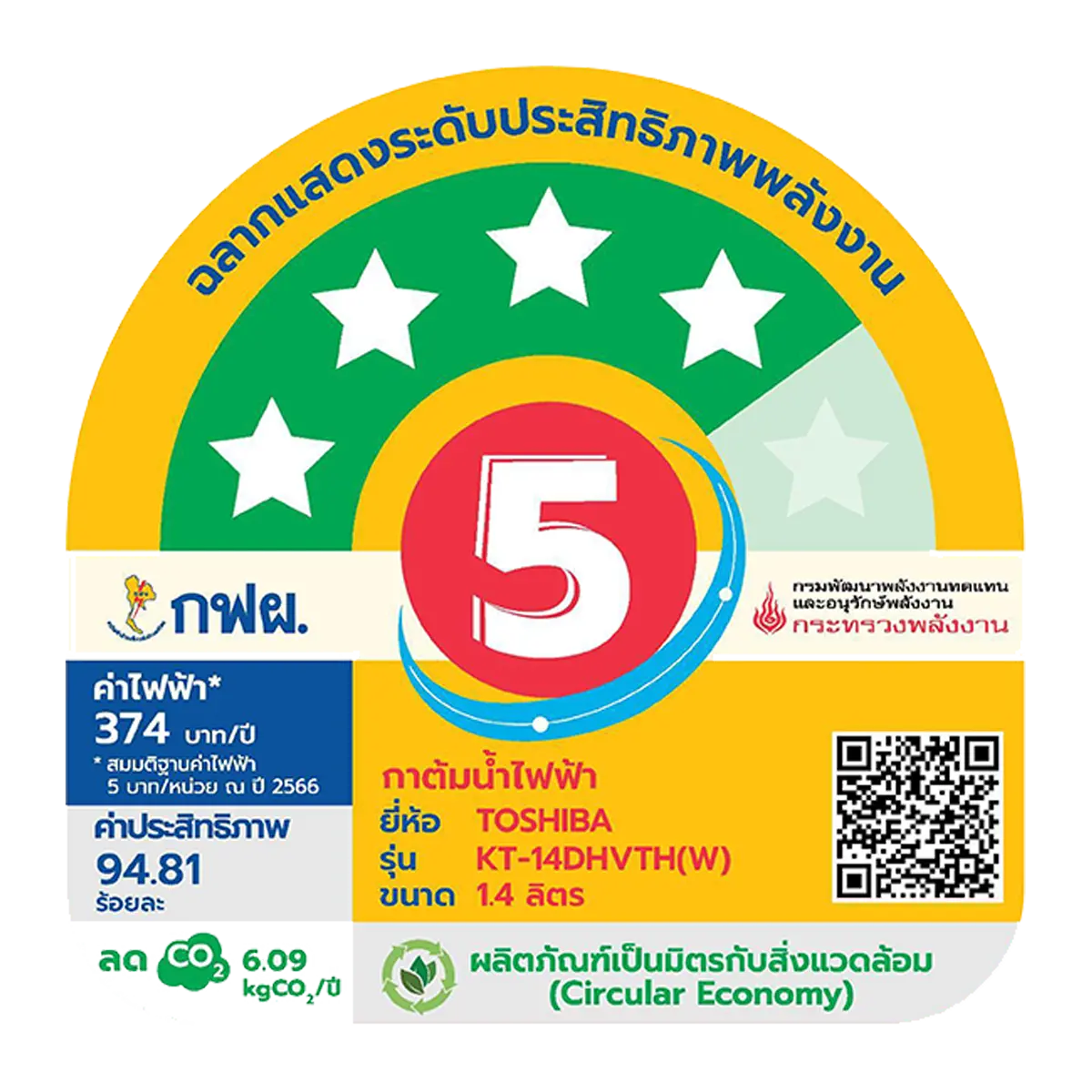กาต้มน้ำ 1.4 ลิตร โตชิบา รุ่น KT-14DHVTH(W) ภาพที่ 6