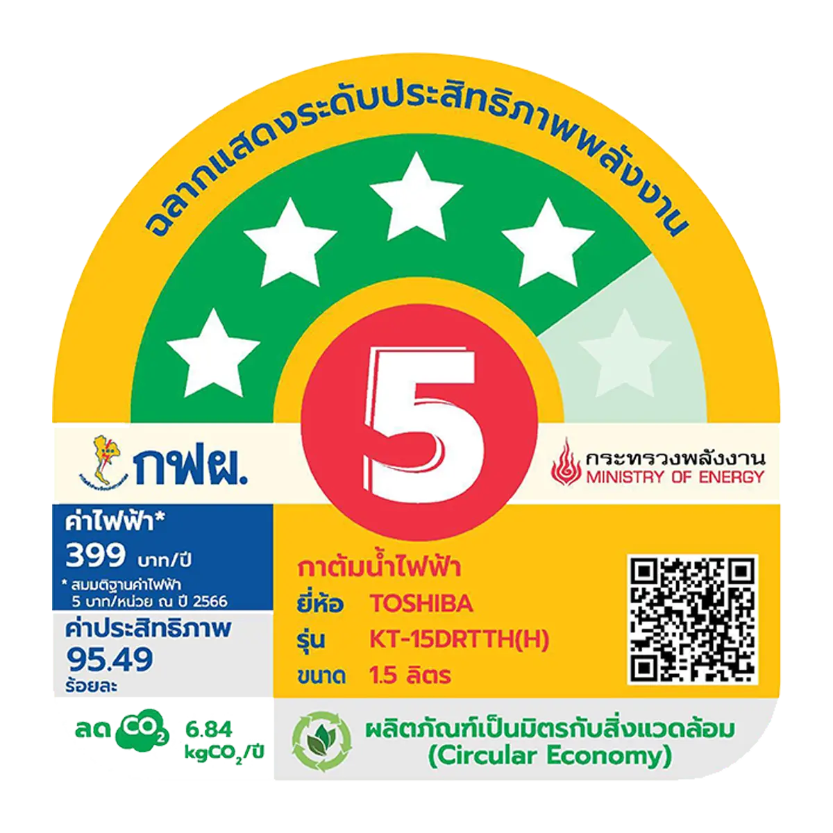 กาต้มน้ำ 1.5 ลิตร โตชิบา รุ่น KT-15DRTTH(H) ภาพที่ 6