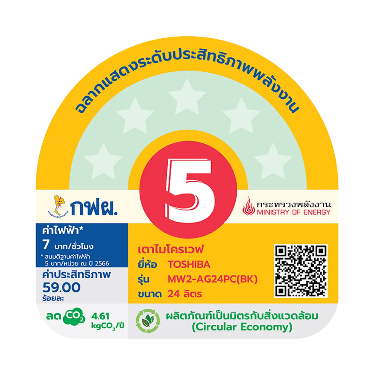 ไมโครเวฟ ระบบธรรมดา 24 ลิตร โตชิบา รุ่น MW2-AG24PC(BK) ภาพที่ 5