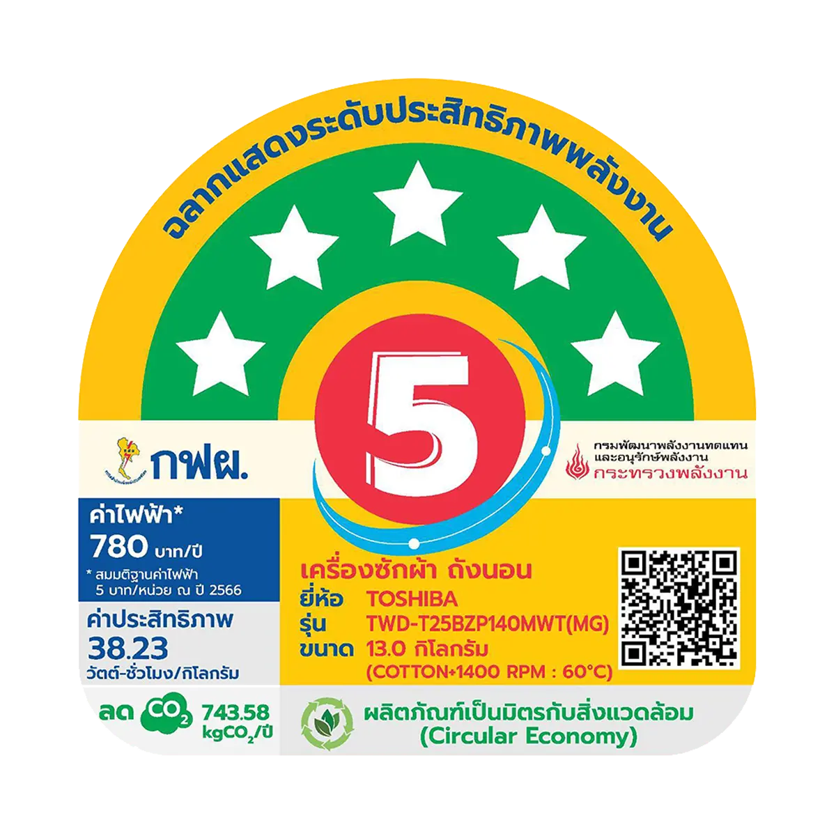 เครื่องซัก-อบผ้าฝาหน้า 13/8 กก. โตชิบา รุ่น TWD-T25BZP140MWT(MG) ภาพที่ 10