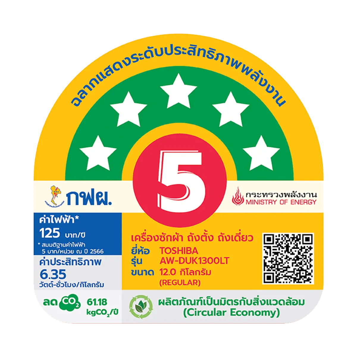 เครื่องซักผ้าฝาบน 12 กก. โตชิบา รุ่น AW-DUK1300LT(MK) ภาพที่ 6