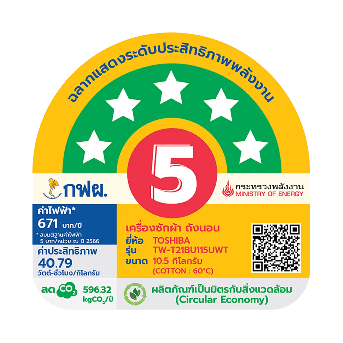 เครื่องซักผ้าฝาหน้า 10.5 กก. โตชิบา รุ่น TW-T21BU115UWT(HH) ภาพที่ 6