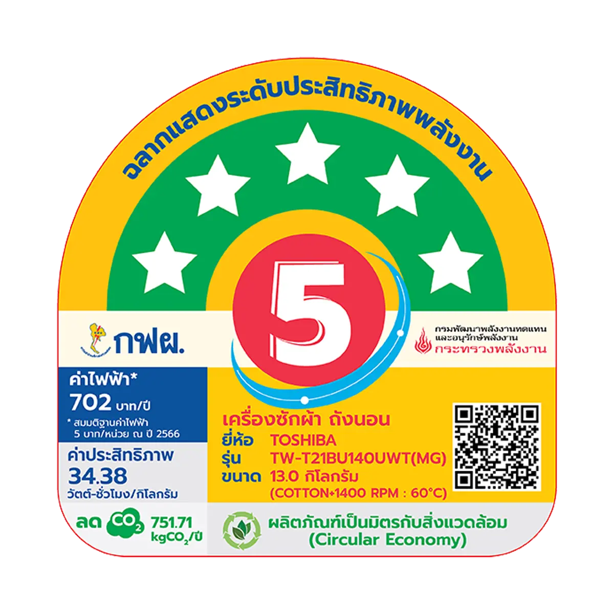 เครื่องซักผ้าฝาหน้า 13 กก. โตชิบา รุ่น TW-T21BU140UWT(MG) ภาพที่ 6