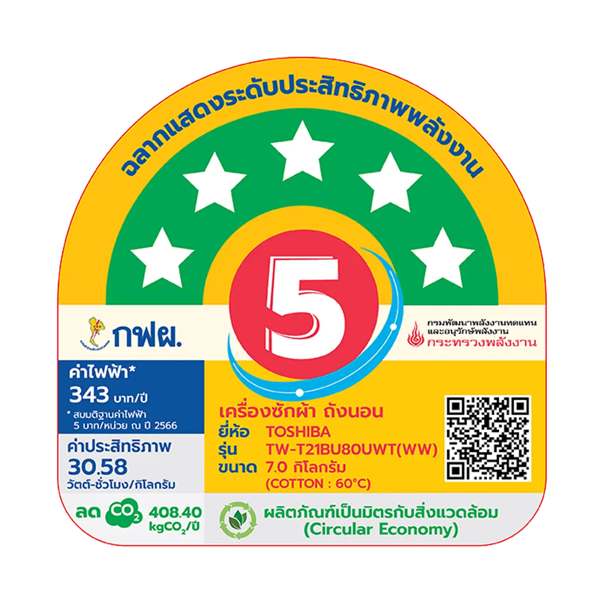 เครื่องซักผ้าฝาหน้า 7 กก. โตชิบา รุ่น TW-T21BU80UWT(WW) ภาพที่ 7
