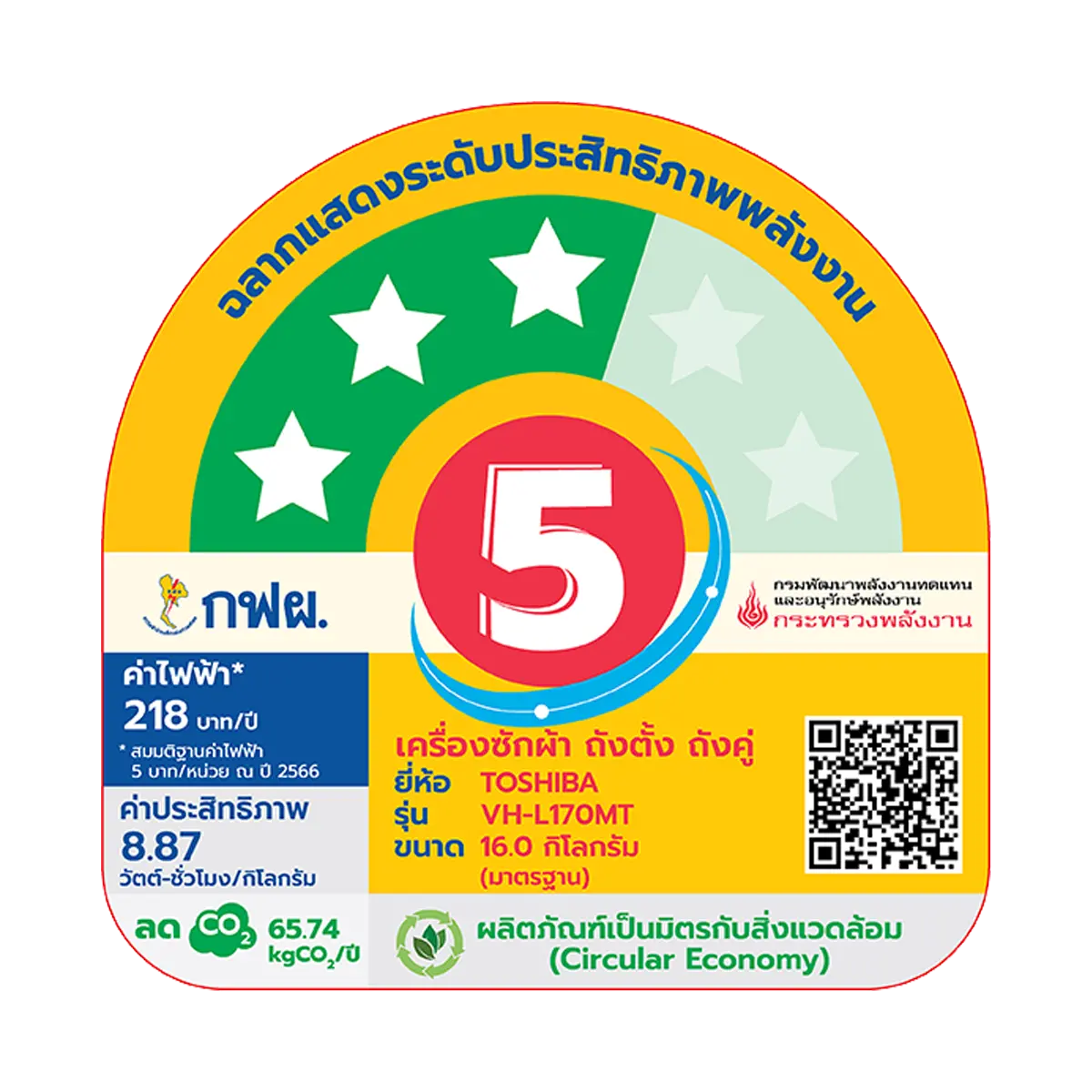 เครื่องซักผ้า 2 ถัง 16 กก. โตชิบา รุ่น VH-L170MT ภาพที่ 5