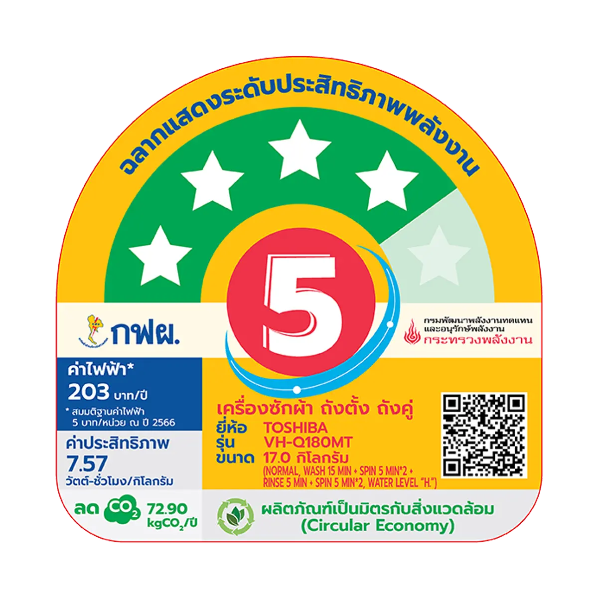 เครื่องซักผ้า 2 ถัง 17 กก. โตชิบา รุ่น VH-Q180MT ภาพที่ 6