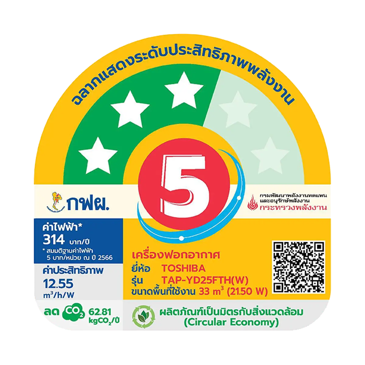 เครื่องฟอกอากาศ โตชิบา รุ่น TAP-YD25FTH(W) ภาพที่ 7