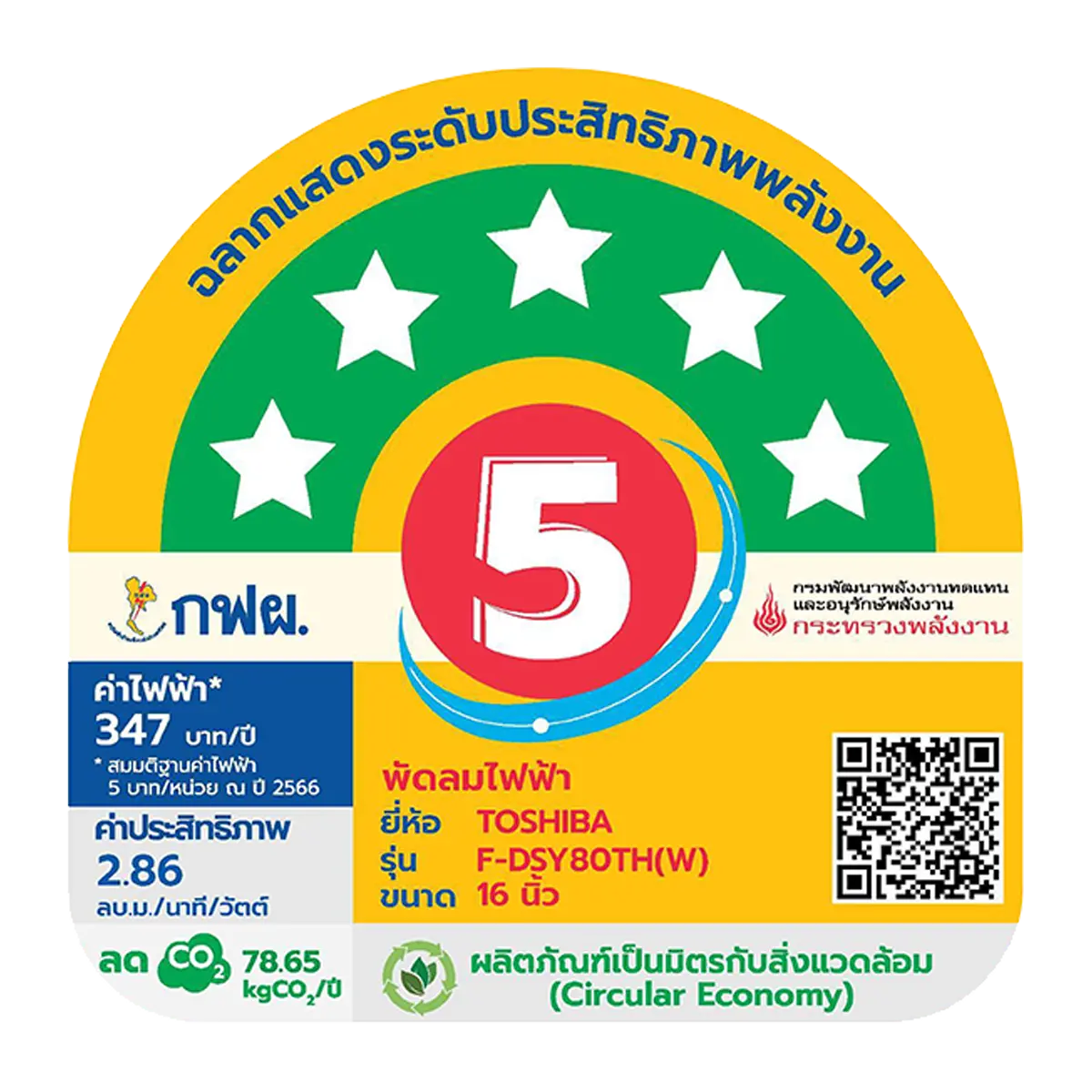 พัดลมตั้งพื้น 16 นิ้ว โตชิบา รุ่น F-DSY80TH(W) ภาพที่ 6