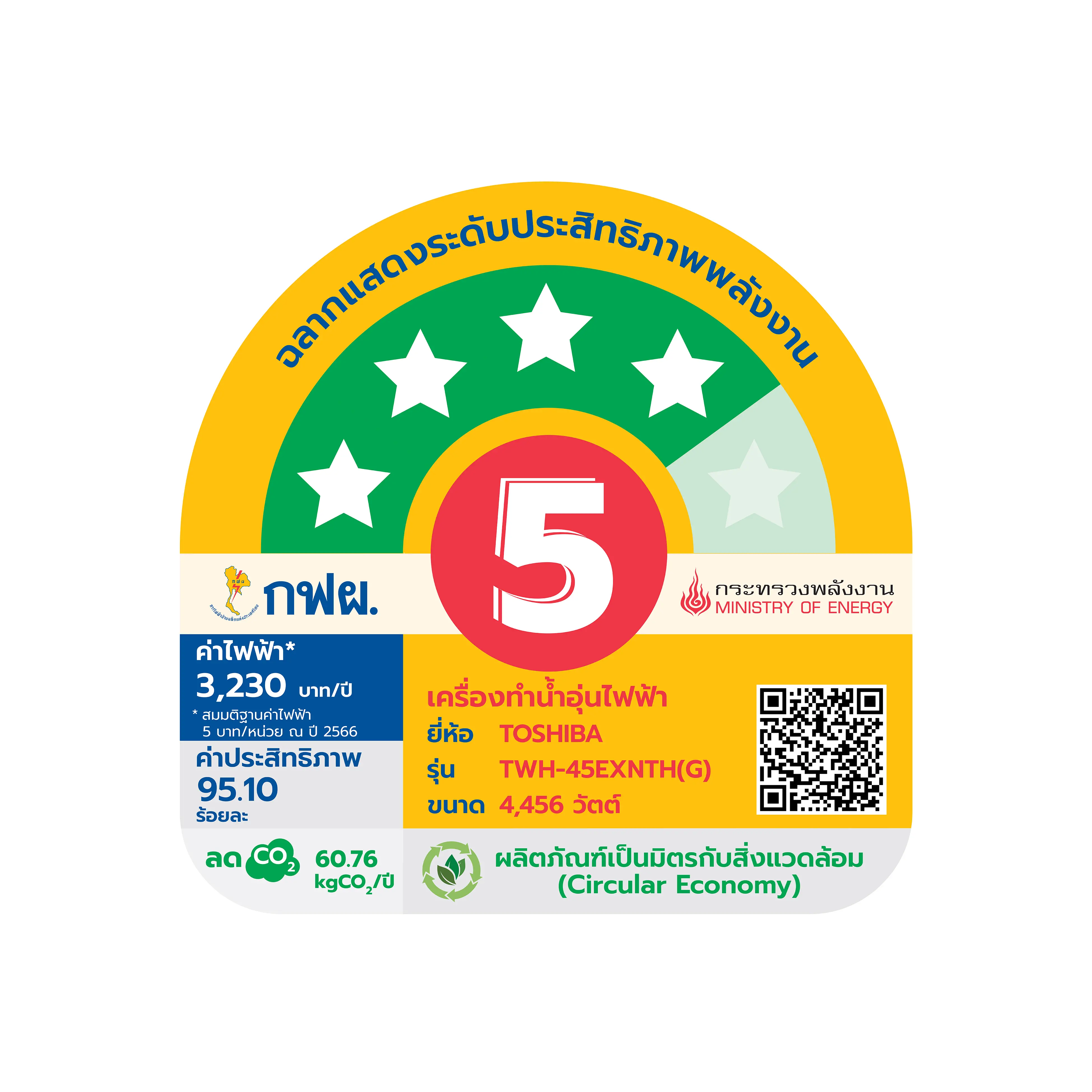 เครื่องทำน้ำอุ่น 4500 วัตต์ โตชิบา รุ่น TWH-45EXNTH(G)