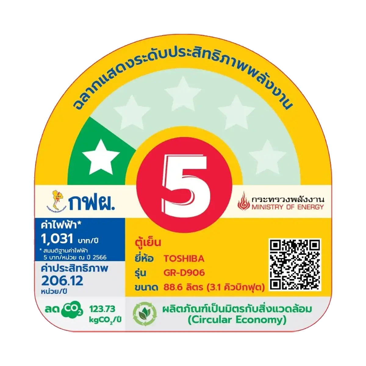 ตู้เย็นมินิบาร์ 3.1 คิว โตชิบา รุ่น GR-D906MG ภาพสินค้า
