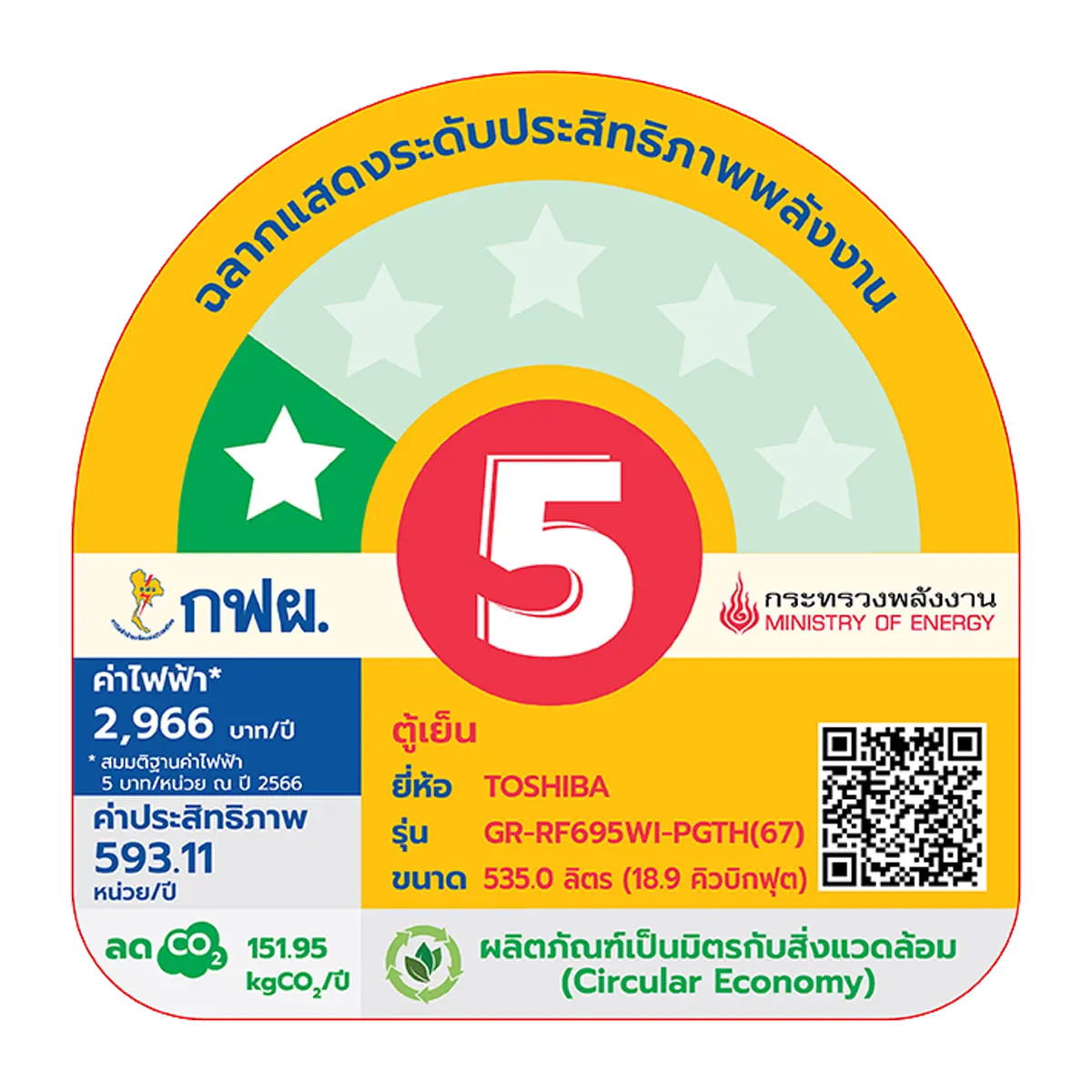 ตู้เย็น 4 ประตู 18.9 คิว โตชิบา รุ่น GR-RF695WI-PGTH(67) ภาพที่ 7